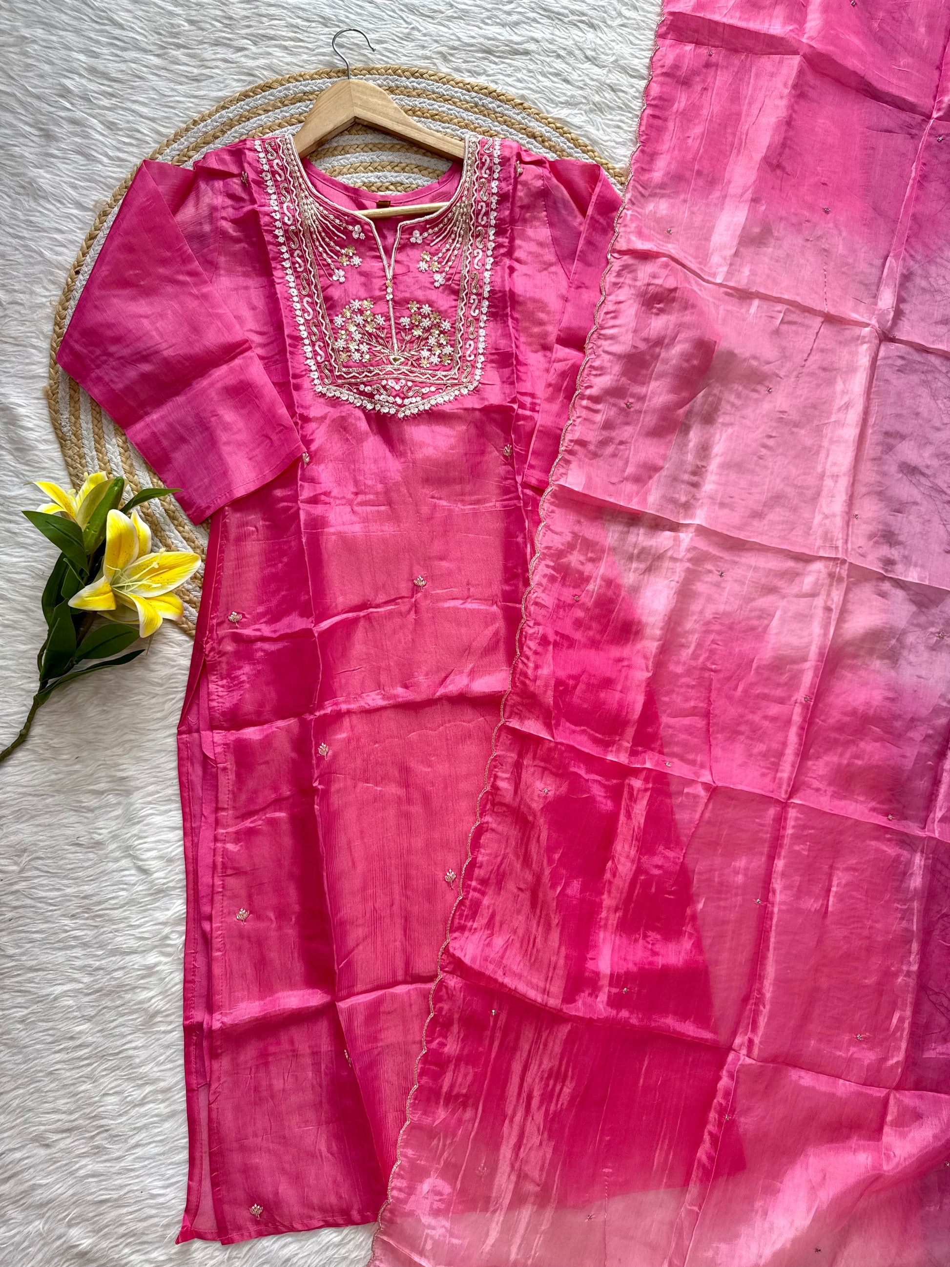 “Shama” Beautiful party wear Tissue silk kurta set