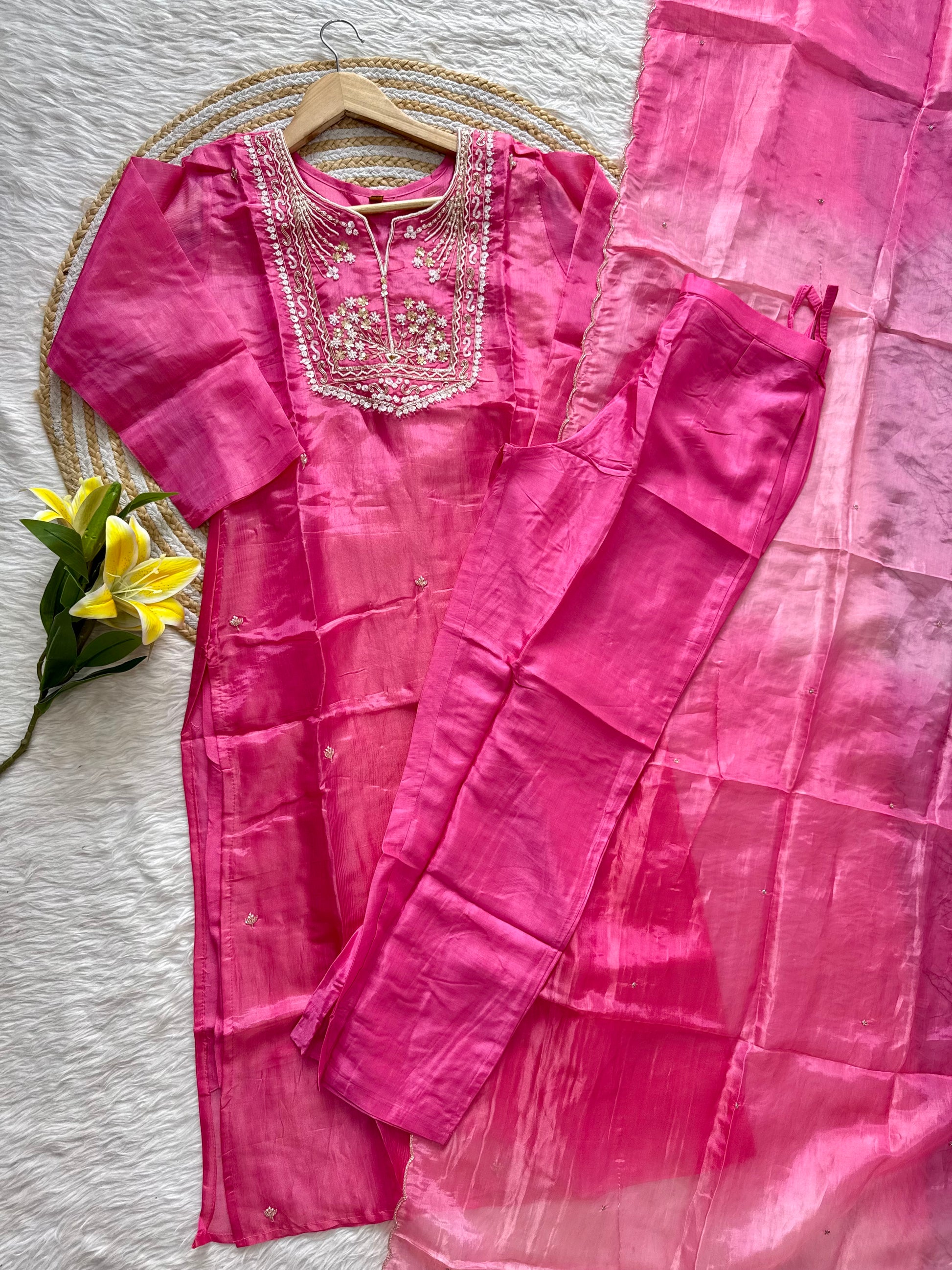 “Shama” Beautiful party wear Tissue silk kurta set