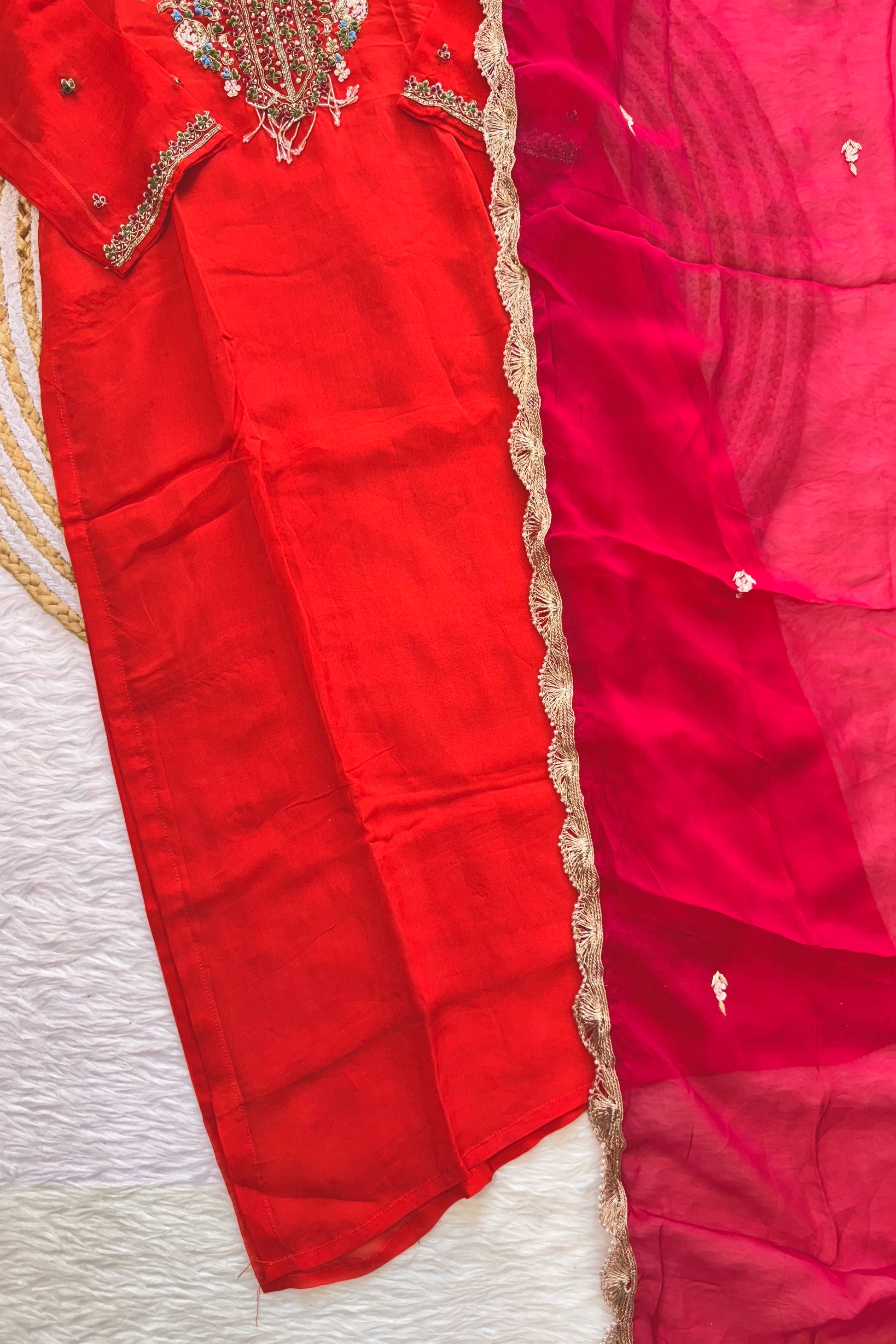 “PANKHURI” Heavy handwork Viscose organza plazzo set