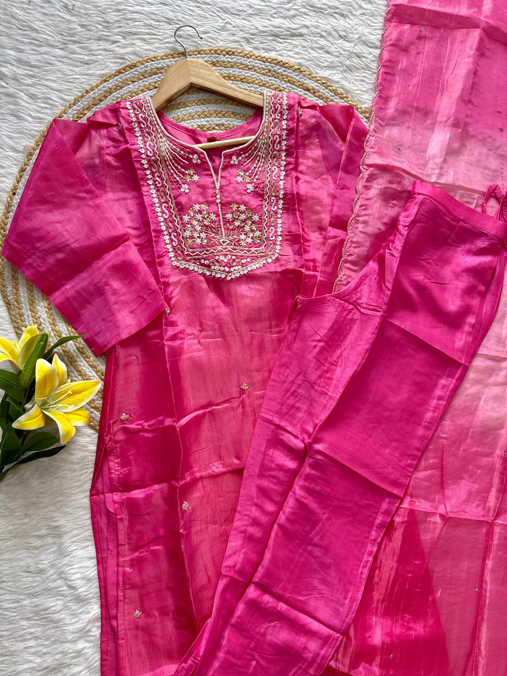 “Shama” Beautiful party wear Tissue silk kurta set