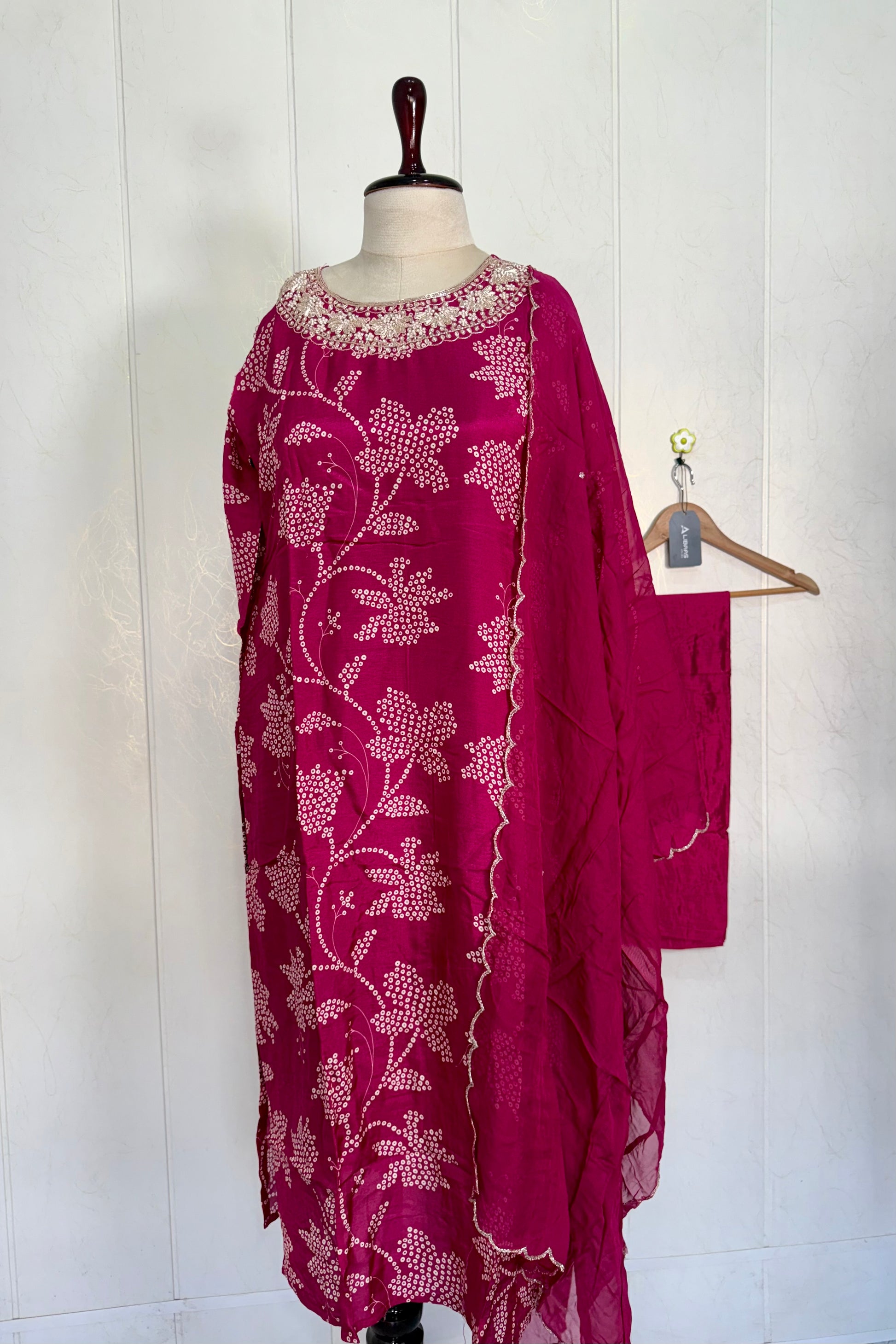 "Grishma" Beautiful printed Russian silk kurti bottom with dupatta set