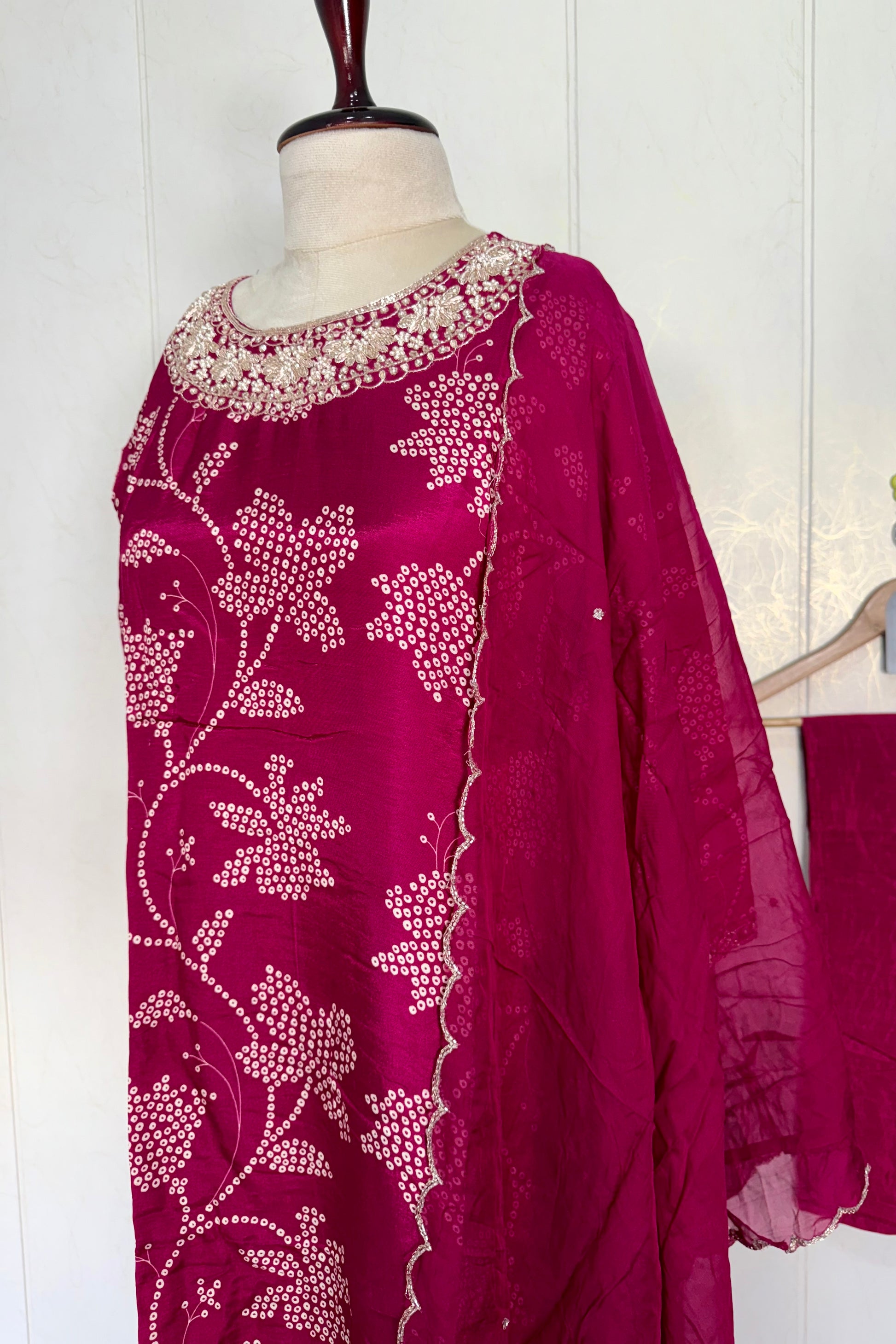 "Grishma" Beautiful printed Russian silk kurti bottom with dupatta set
