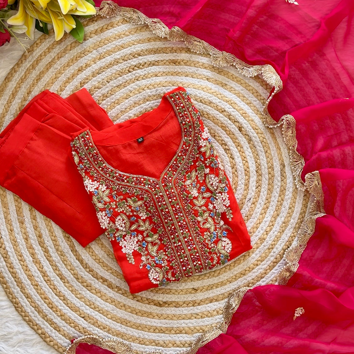 “PANKHURI” Heavy handwork Viscose organza plazzo set