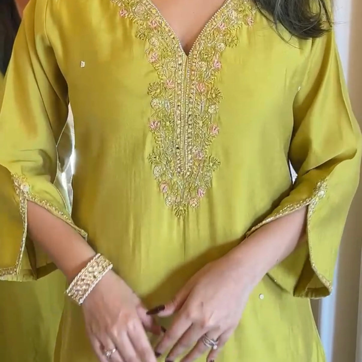 “UMA” Premium roman silk handcrafted kurti set