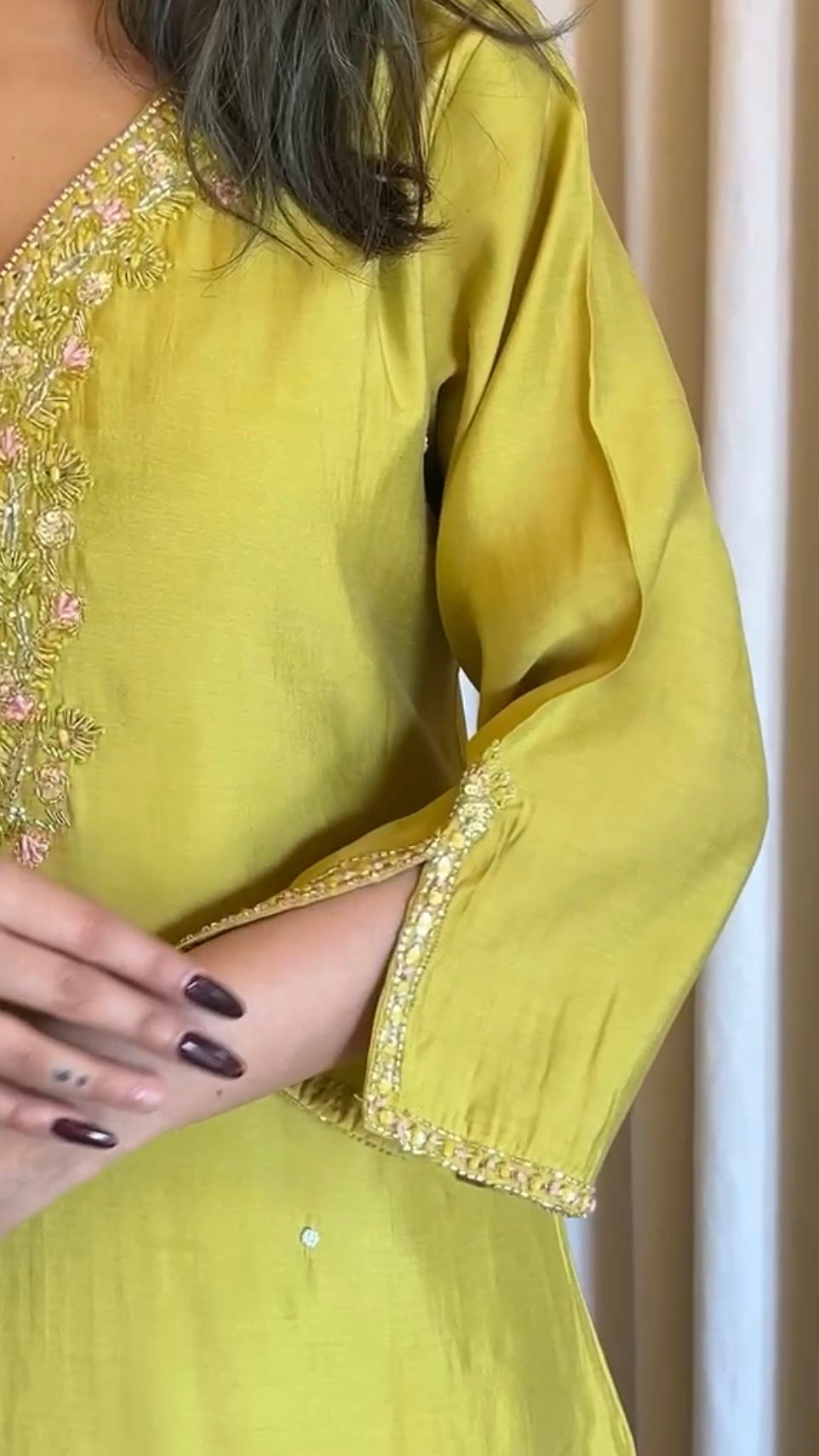 “UMA” Premium roman silk handcrafted kurti set