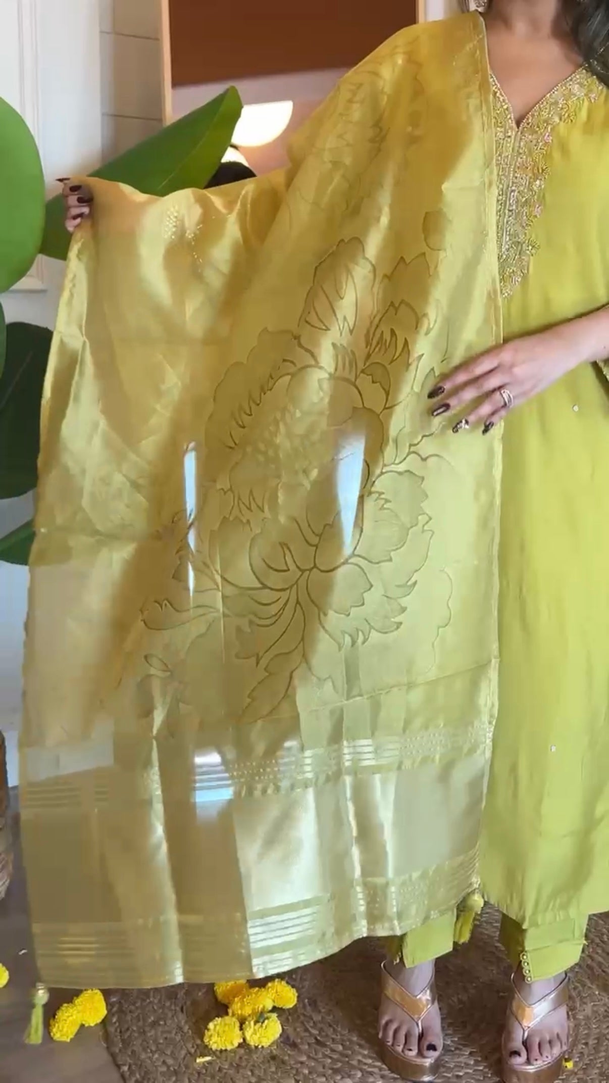 “UMA” Premium roman silk handcrafted kurti set
