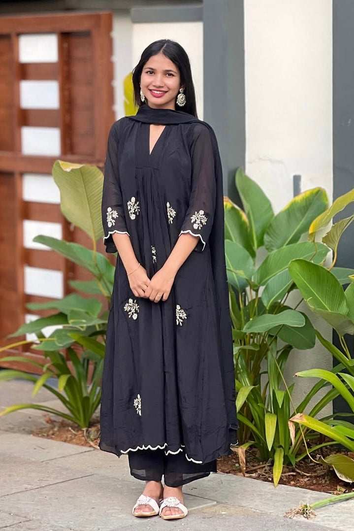 Zoya – Royal Plum Black Chinnon A Line Suit