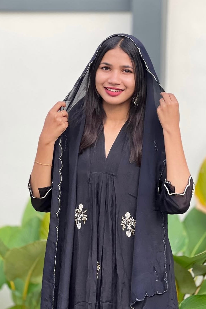 Zoya – Royal Plum Black Chinnon A Line Suit