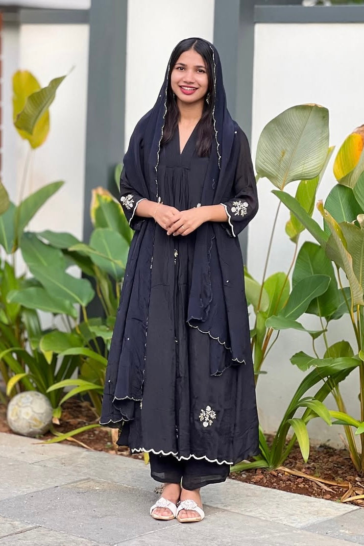 Zoya – Royal Plum Black Chinnon A Line Suit