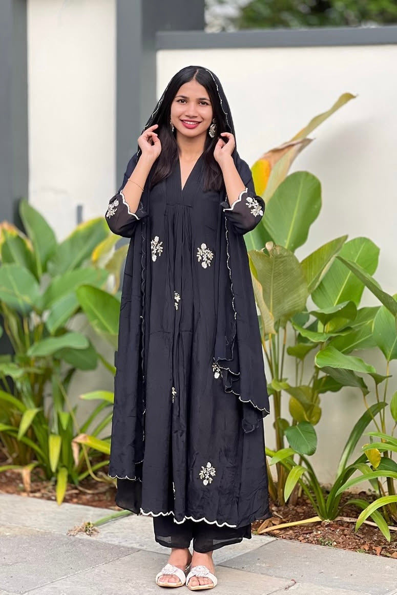 Zoya – Royal Plum Black Chinnon A Line Suit