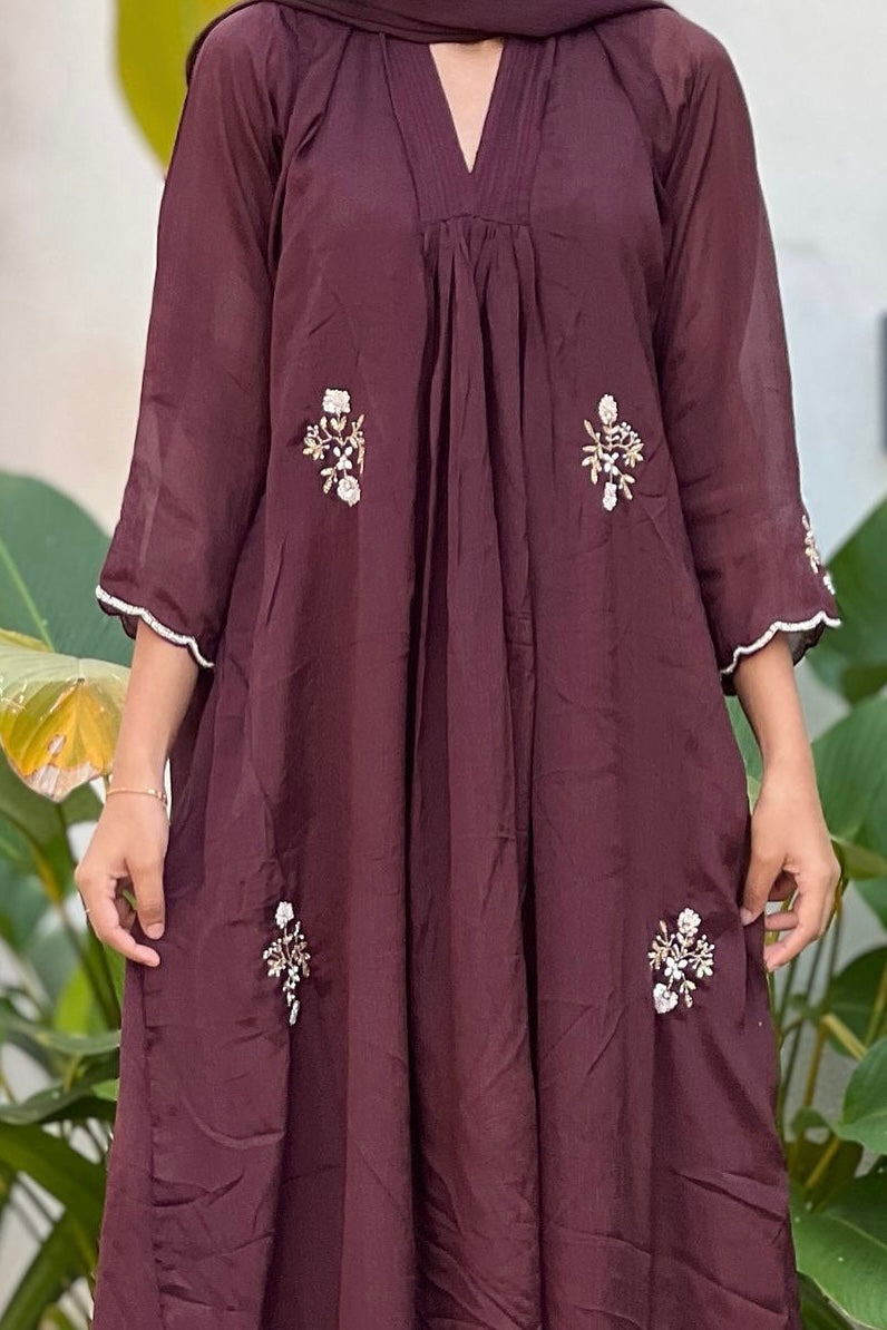 Zoya – Royal Plum Deep Wine Chinnon A Line Suit