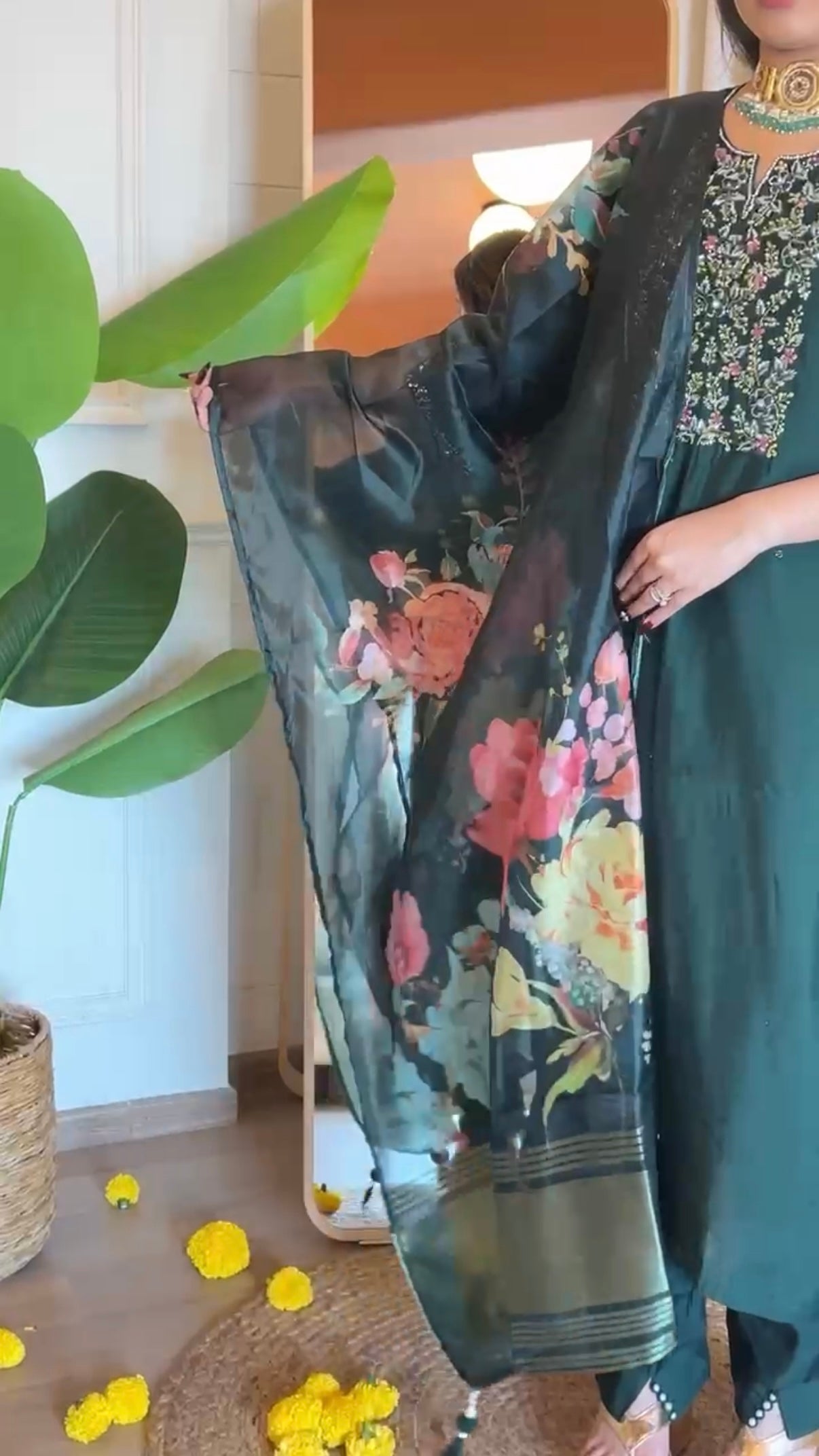 “AMALA” Premium roman silk handcrafted kurti set