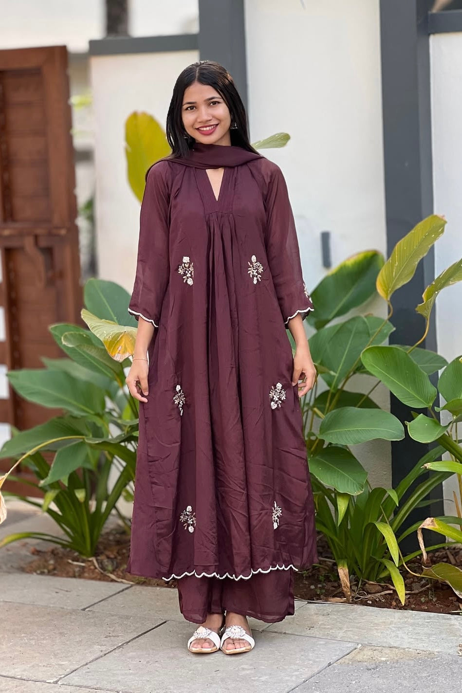 Zoya – Royal Plum Deep Wine Chinnon A Line Suit