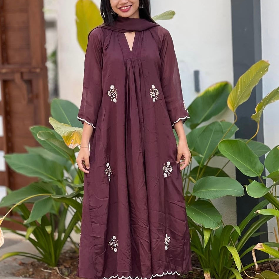 Zoya – Royal Plum Deep Wine Chinnon A Line Suit