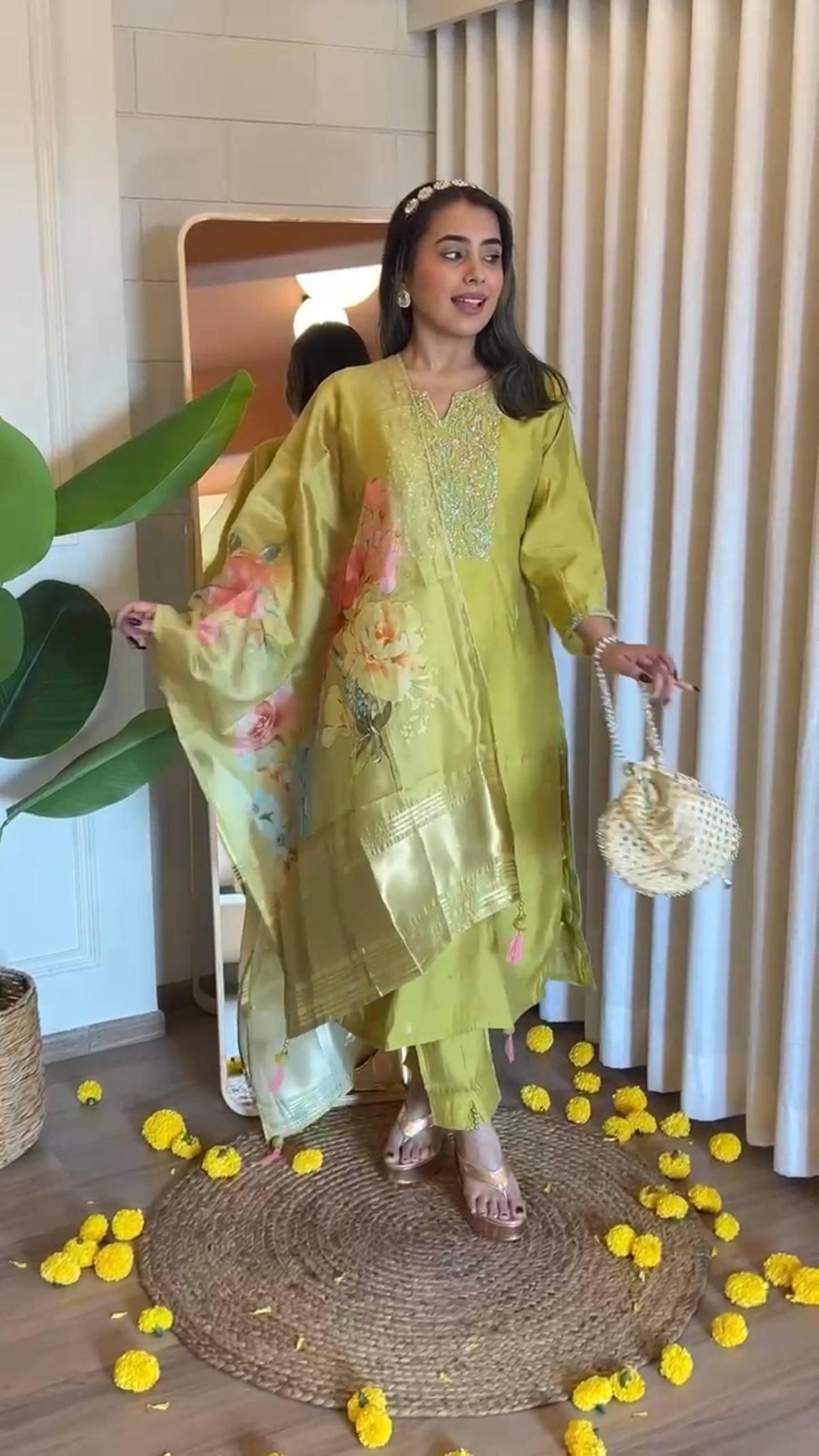 “AMALA” Premium roman silk handcrafted kurti set