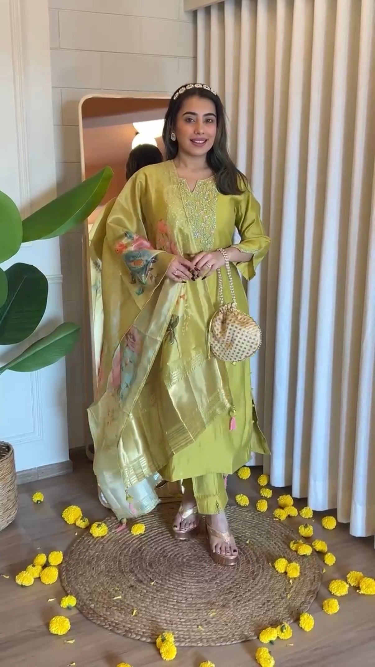 “AMALA” Premium roman silk handcrafted kurti set