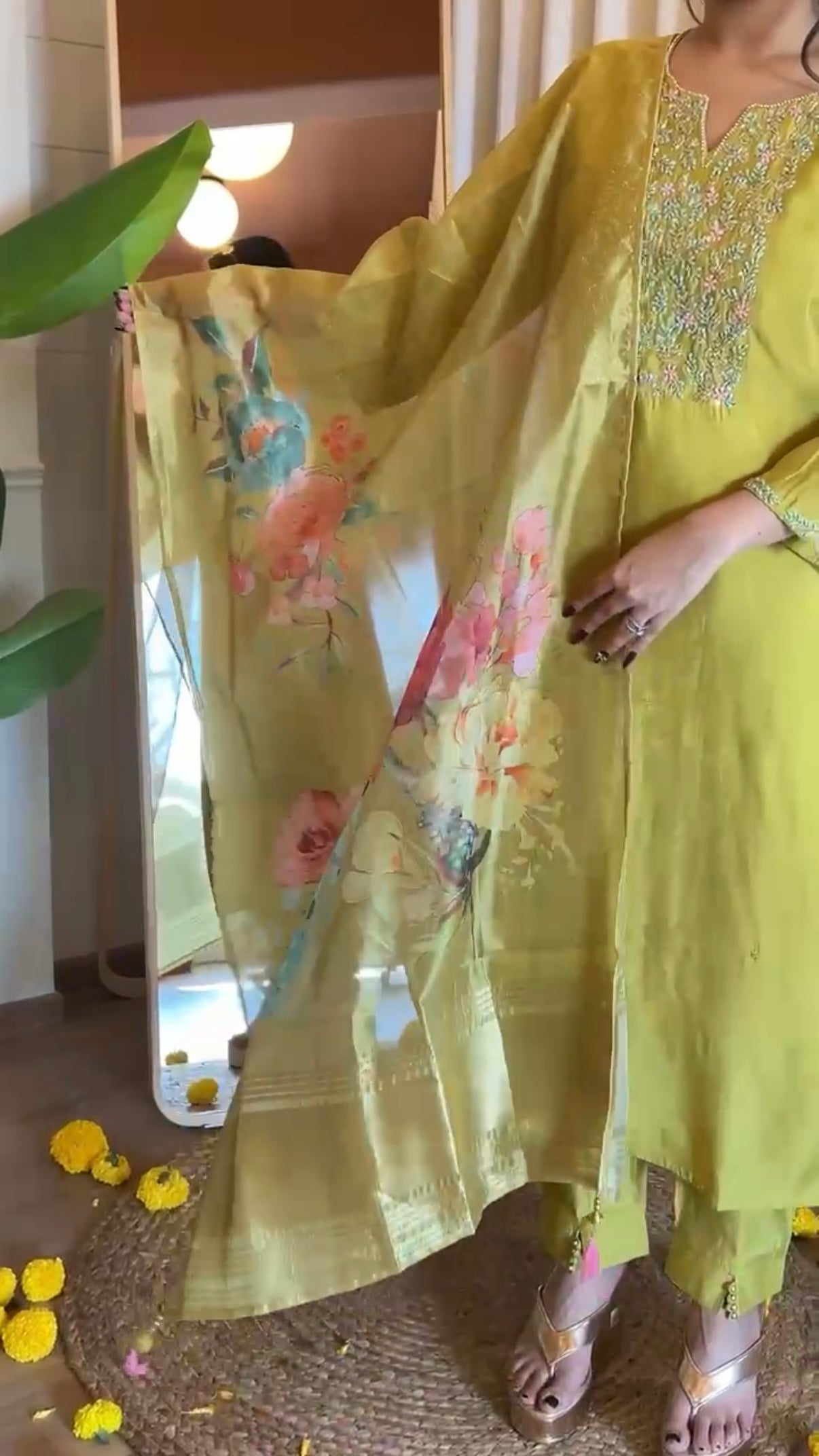 “AMALA” Premium roman silk handcrafted kurti set