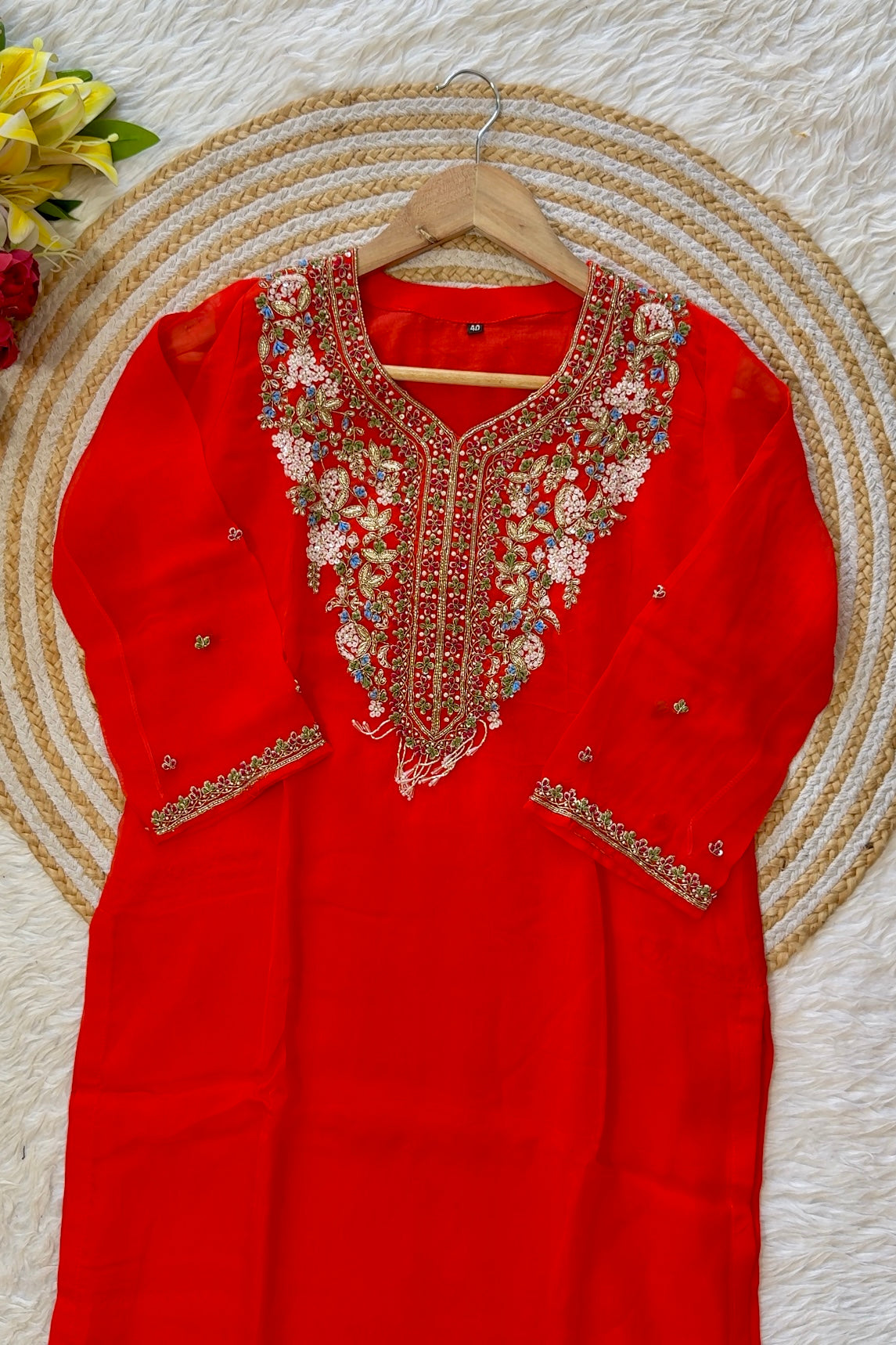 “PANKHURI” Heavy handwork Viscose organza plazzo set