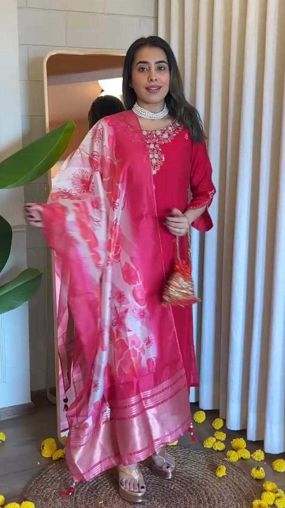 “AVANTI” Premium roman silk handcrafted kurti set