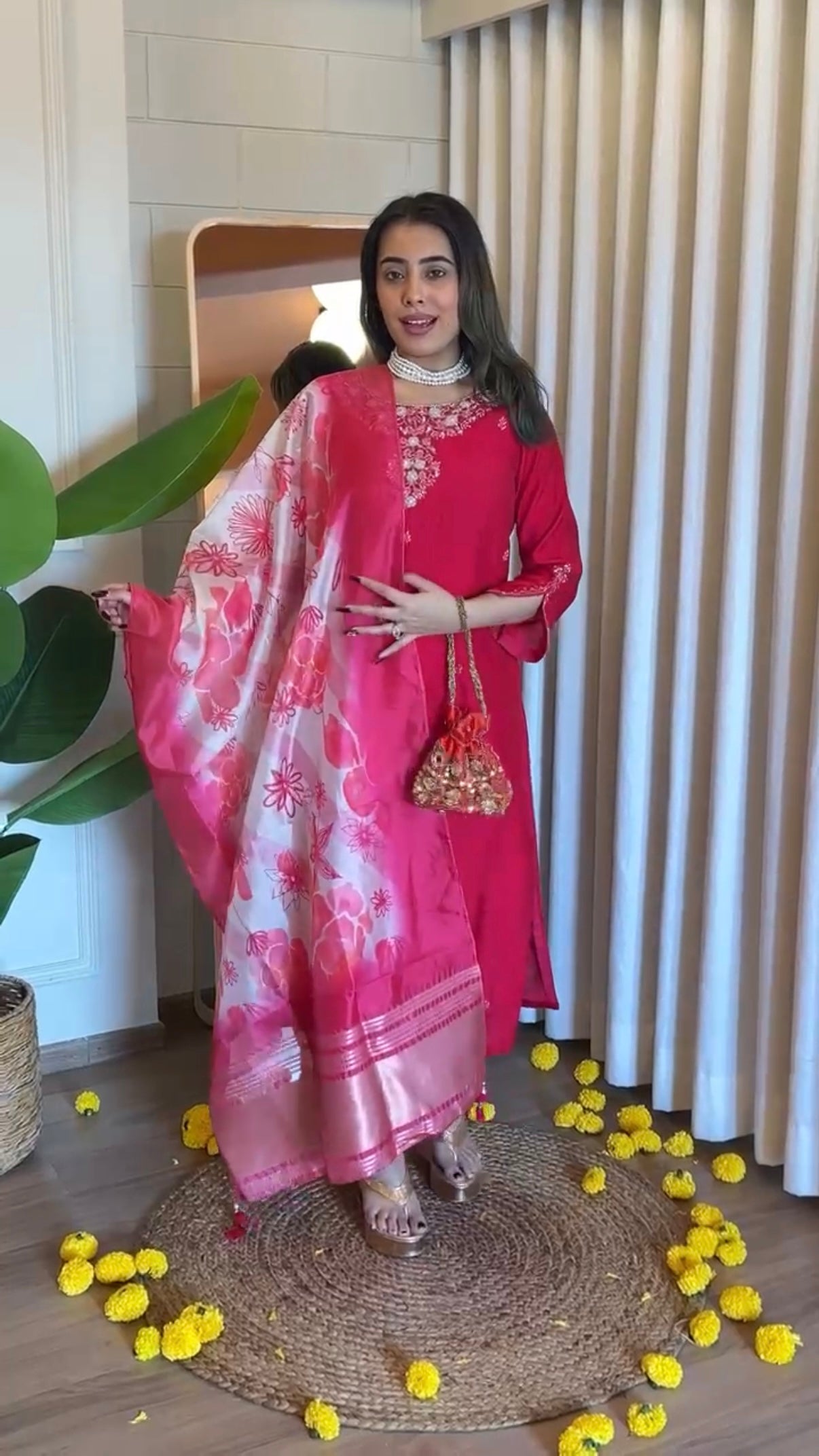 “AVANTI” Premium roman silk handcrafted kurti set