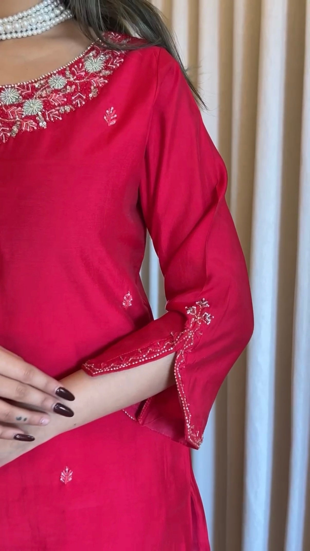 “AVANTI” Premium roman silk handcrafted kurti set