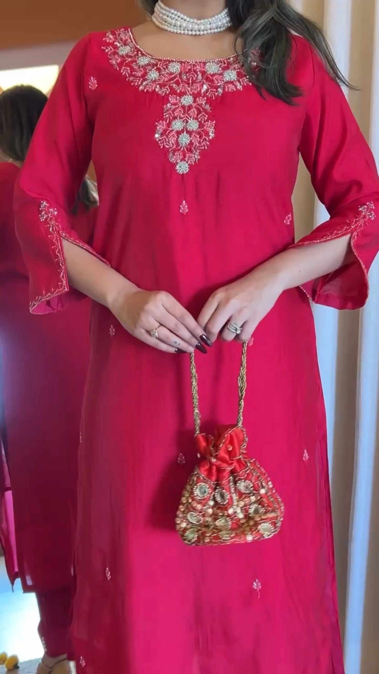 “AVANTI” Premium roman silk handcrafted kurti set