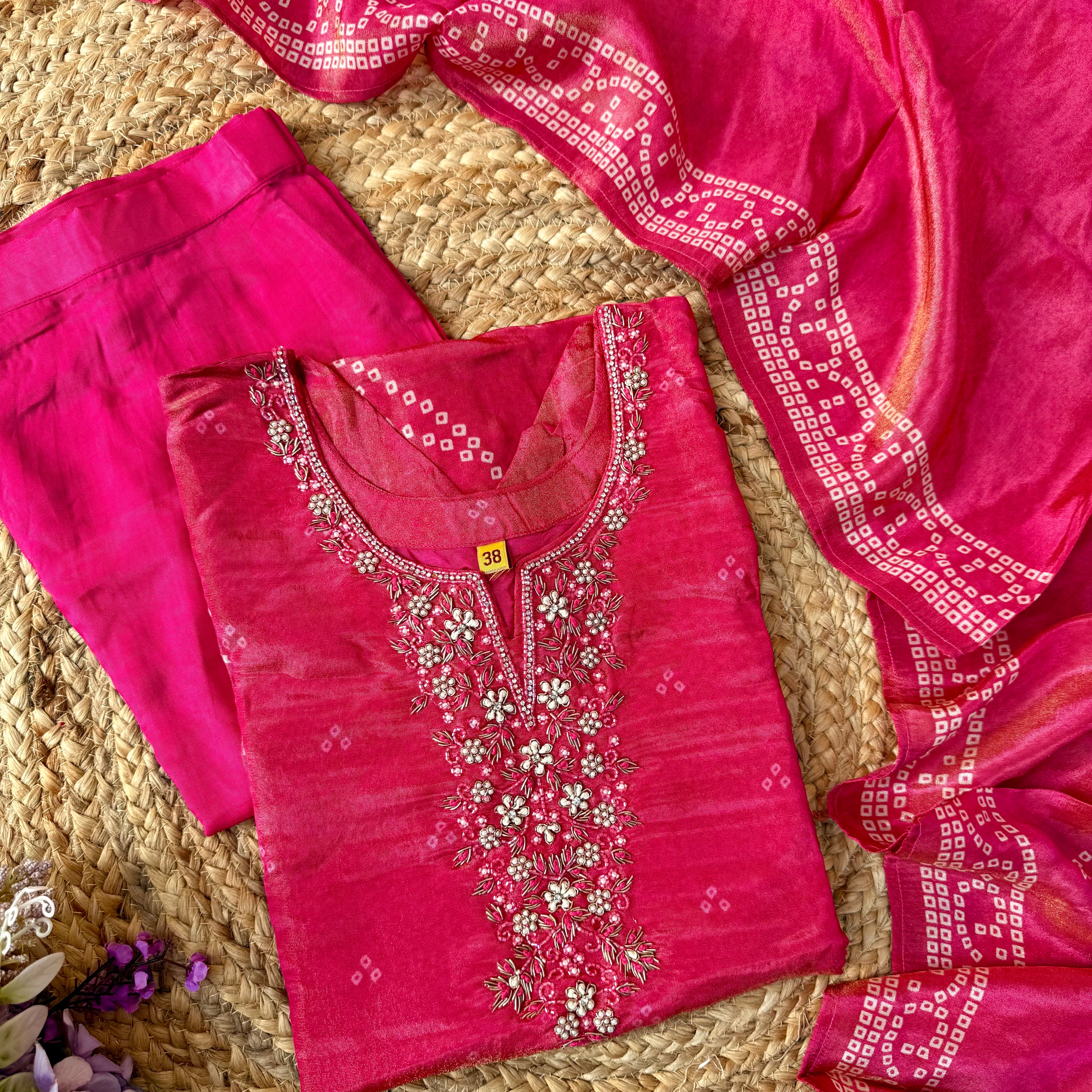 "IMROZ" Beautiful printed Tissue silk kurti bottom with dupatta set 🛍️