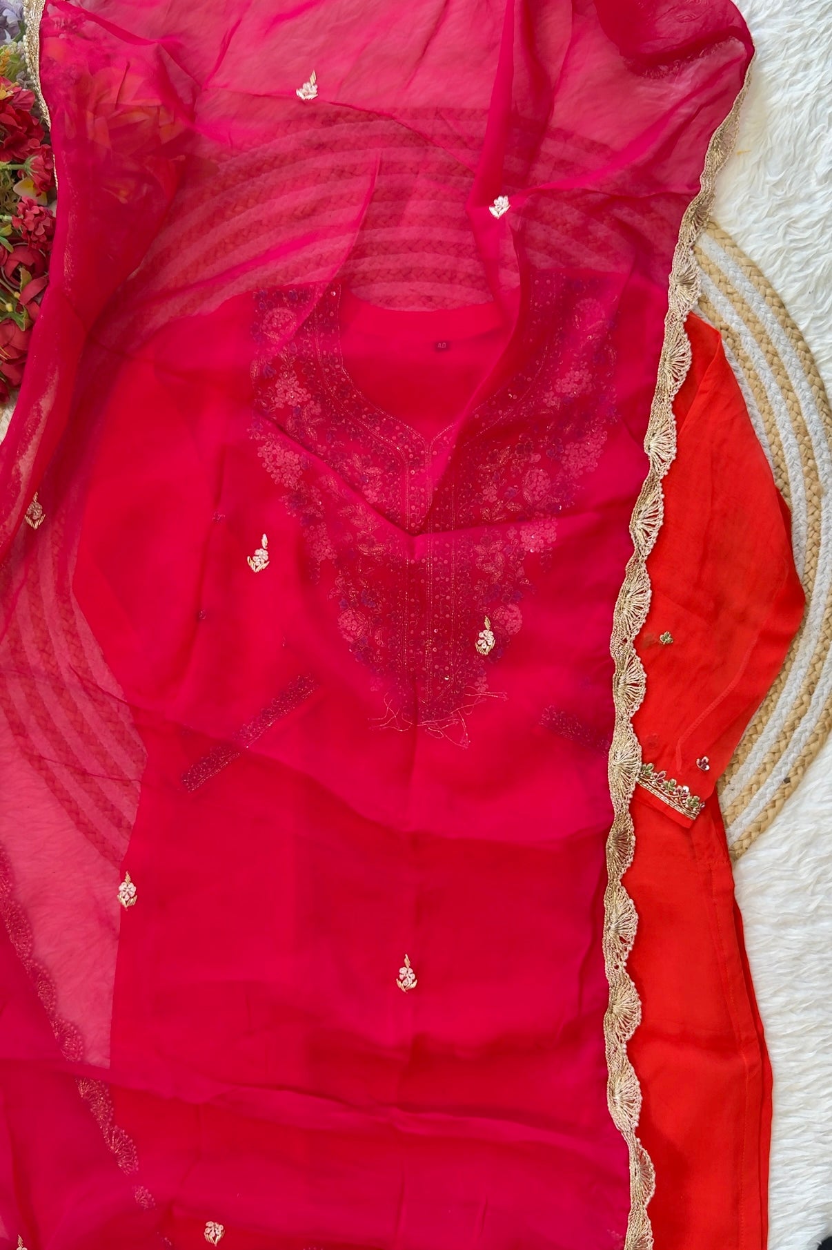 “PANKHURI” Heavy handwork Viscose organza plazzo set
