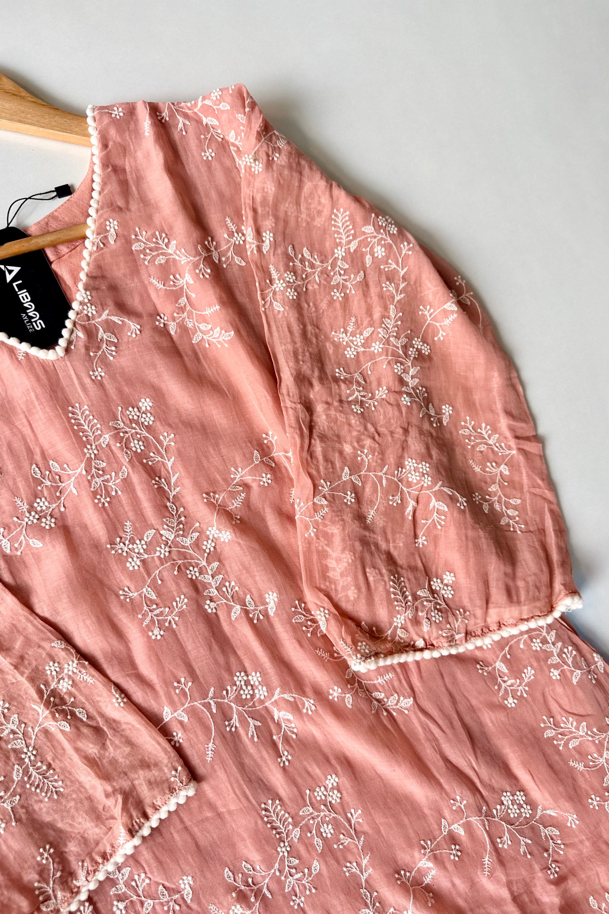 “Elina” Blush Peach Mul Chanderi A Line Suit set 🛍️