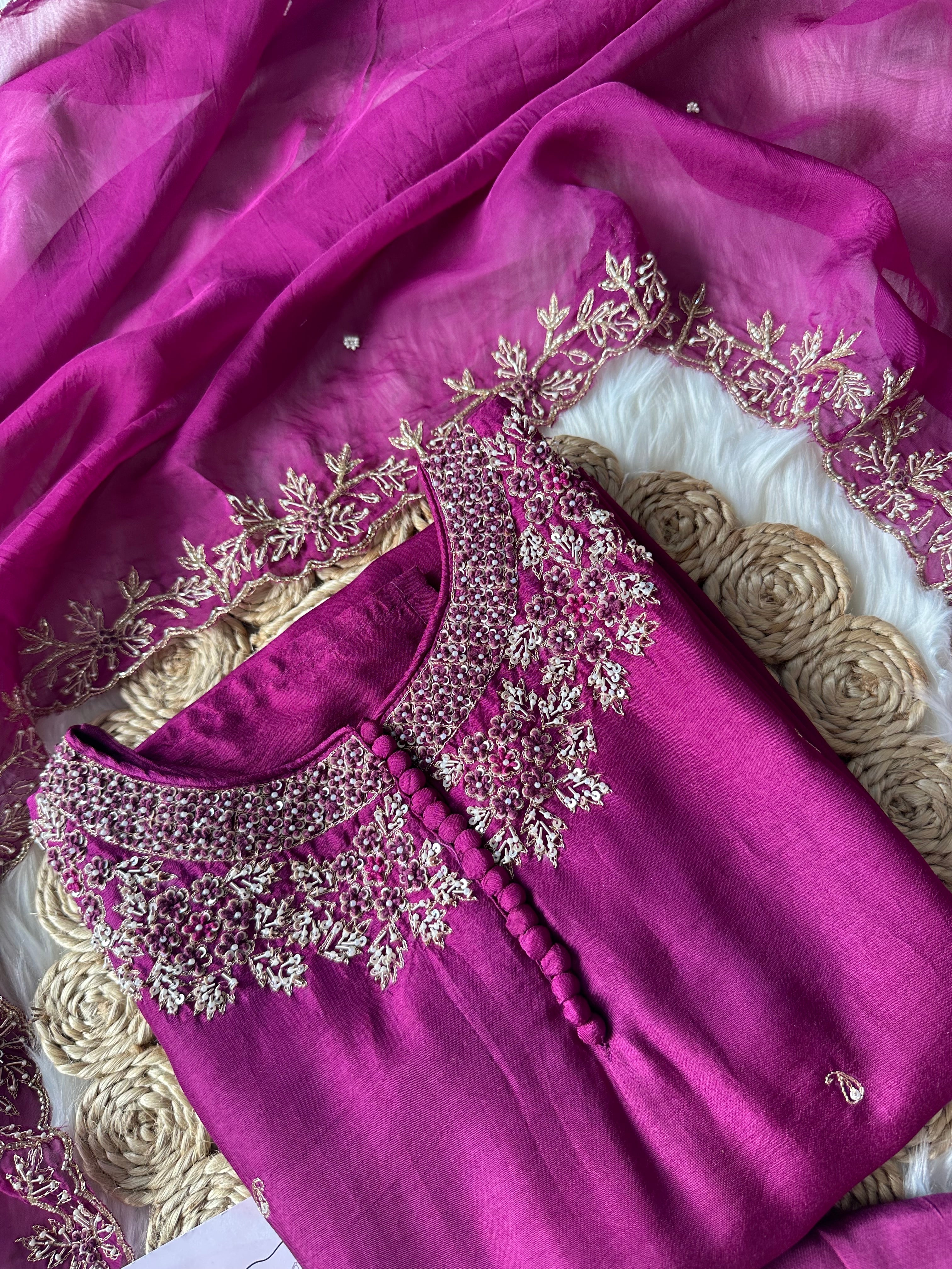 "Sifar" Tissue silk kurti with heavy handwork set