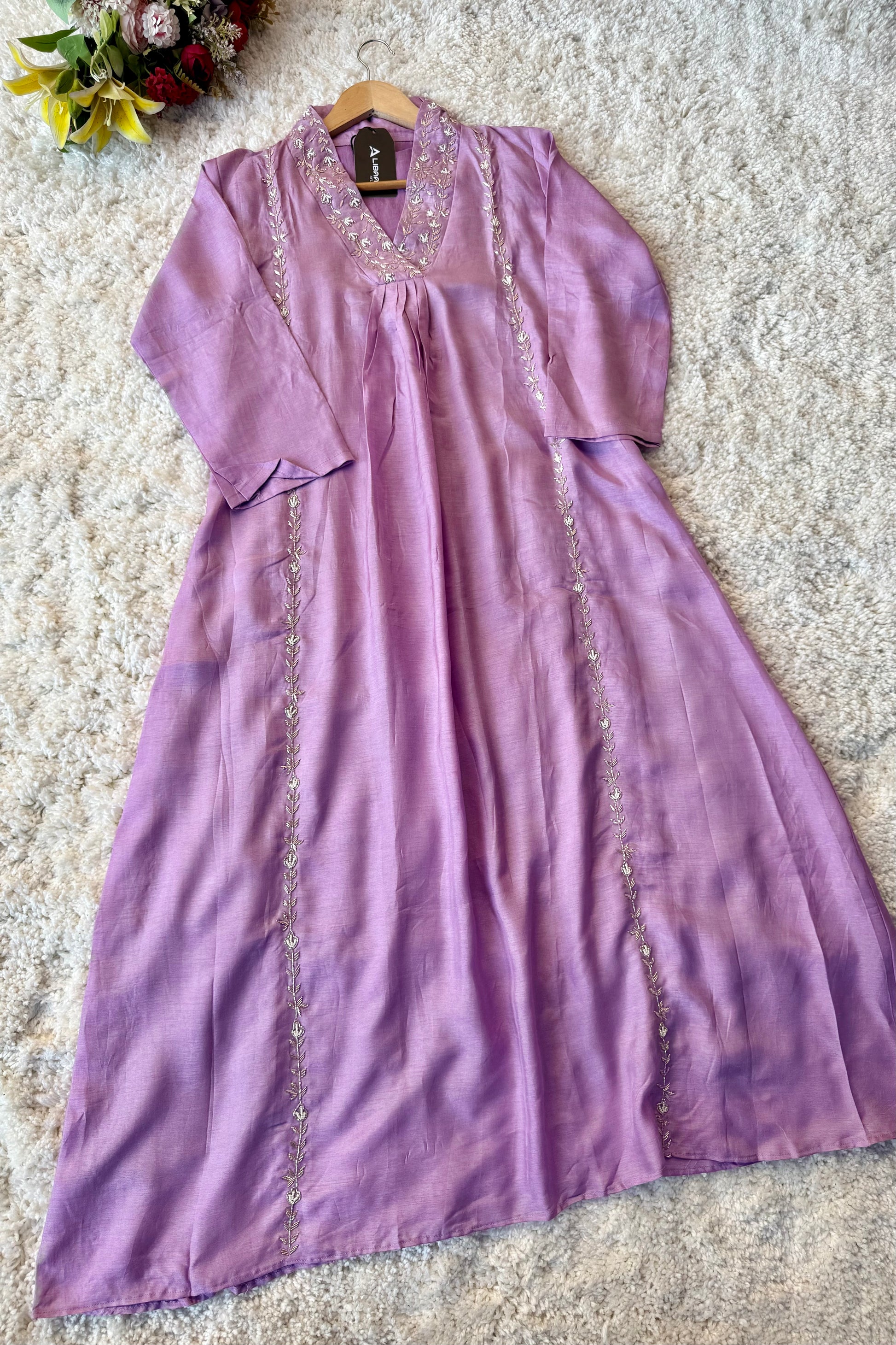 “Eira” Heavy handwork Dola silk A line kurti set 🛍️