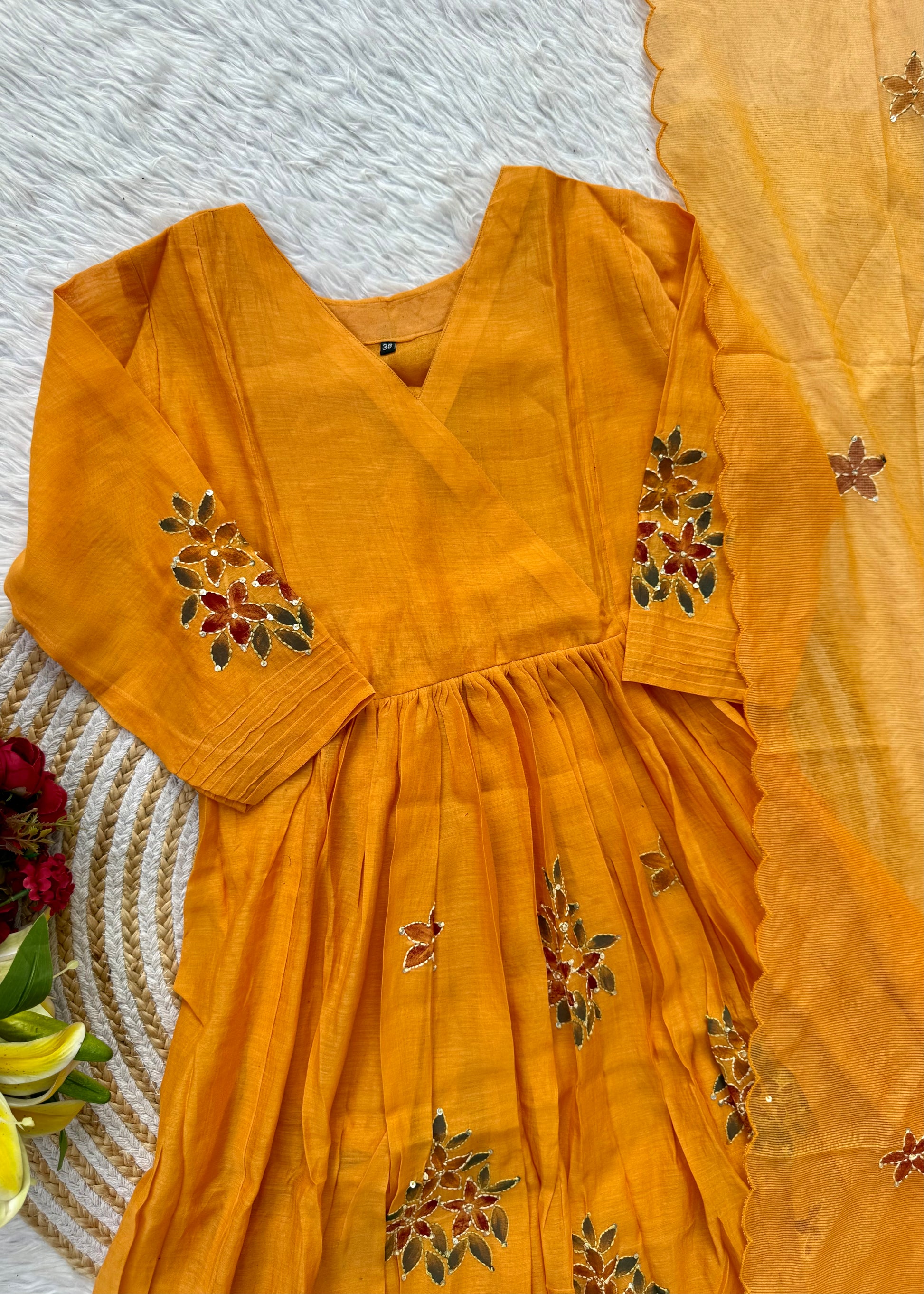 “SIZUMI” Mul Chanderi party wear anarkali suit set