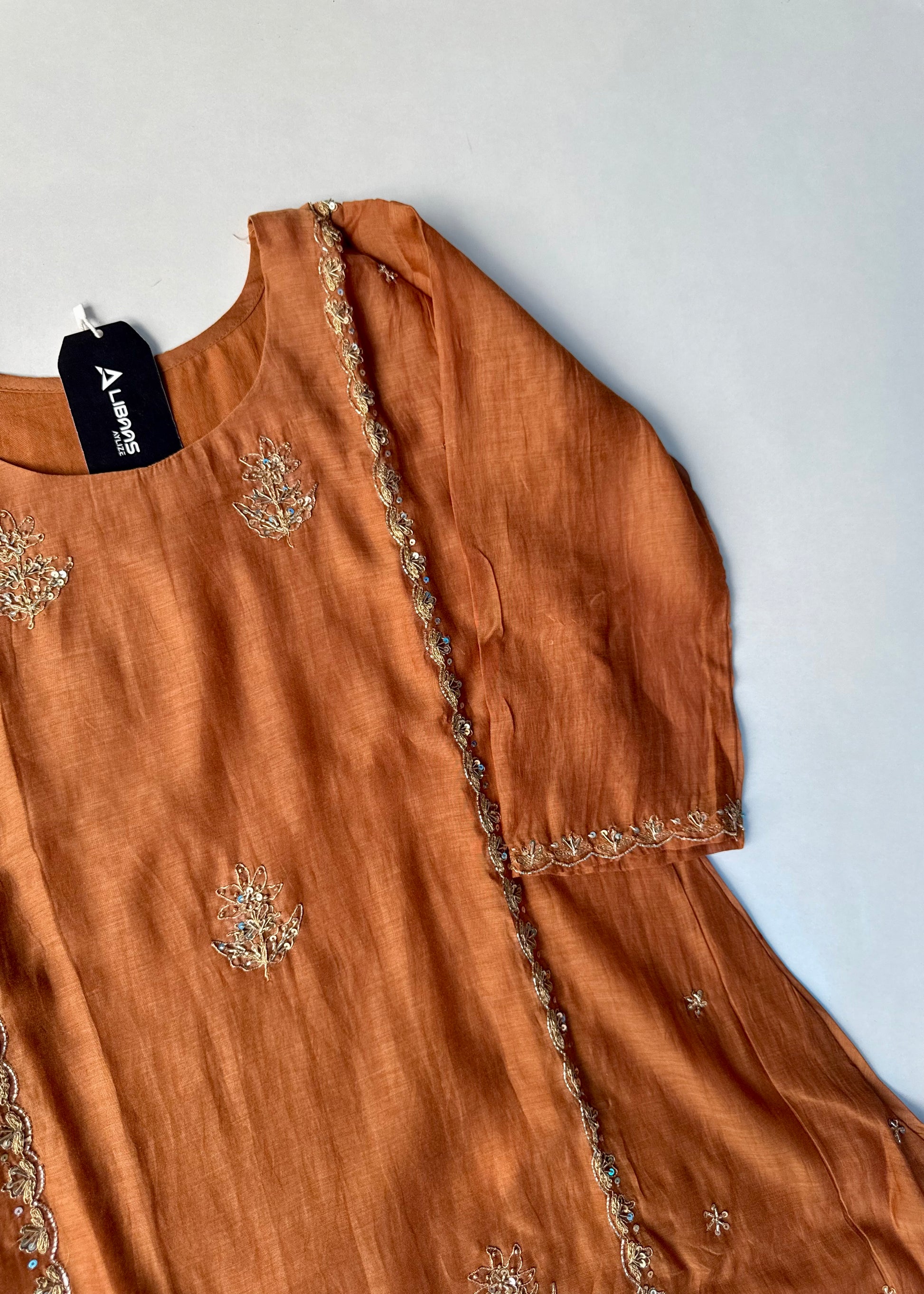 “Ujjwal” Copper Brown Mul Chanderi A Line Suit set 🛍️