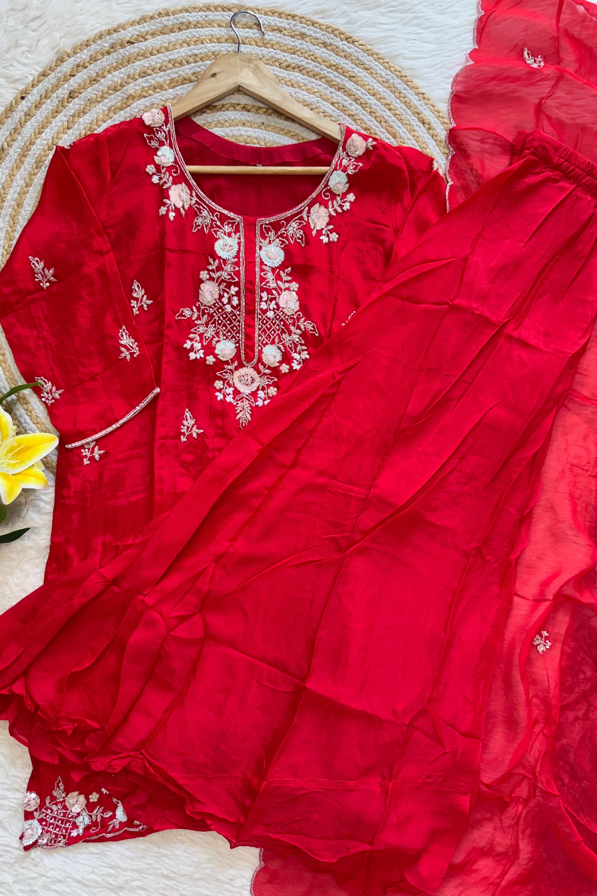 “CASANO” Premium chinnon heavy handwork sharara set
