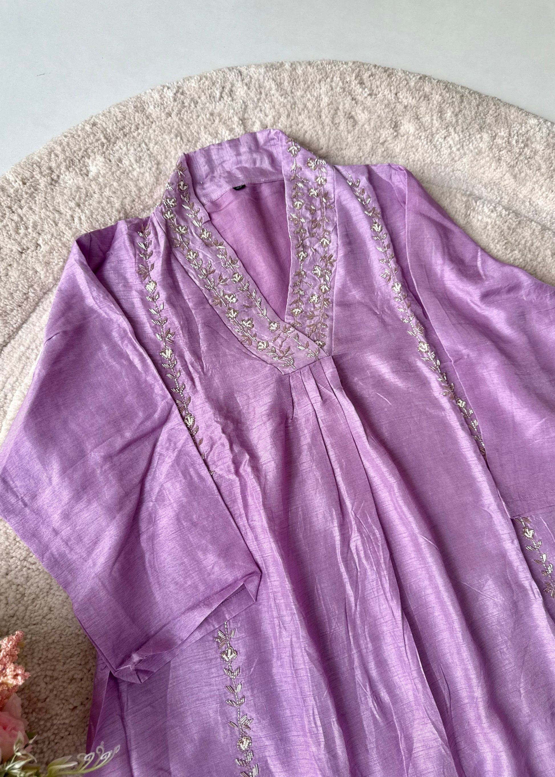 “Eira” Heavy handwork Dola silk A line kurti set 🛍️