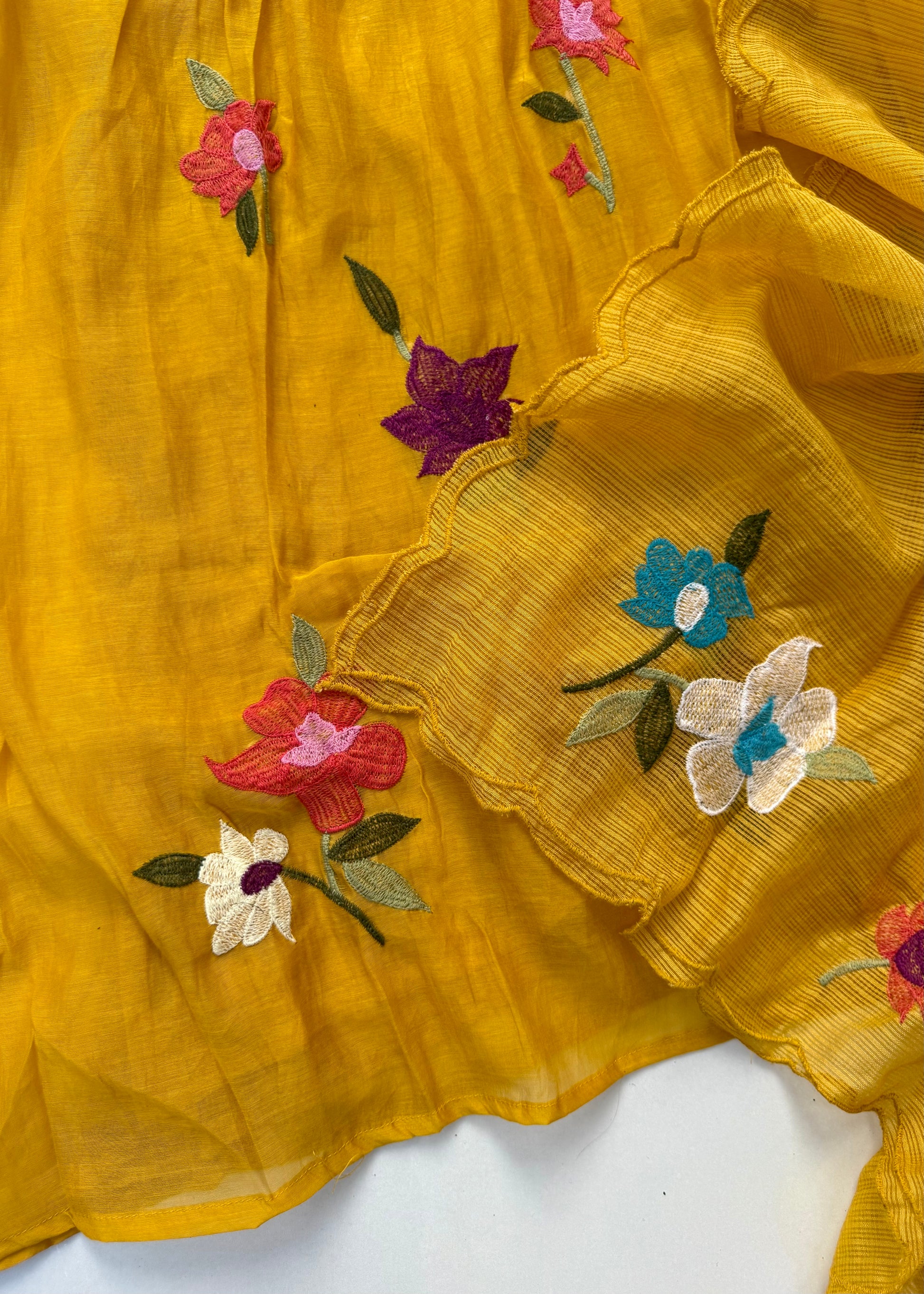“IFRA” Premium Yellow Mul Chanderi party wear anarkali kurta set