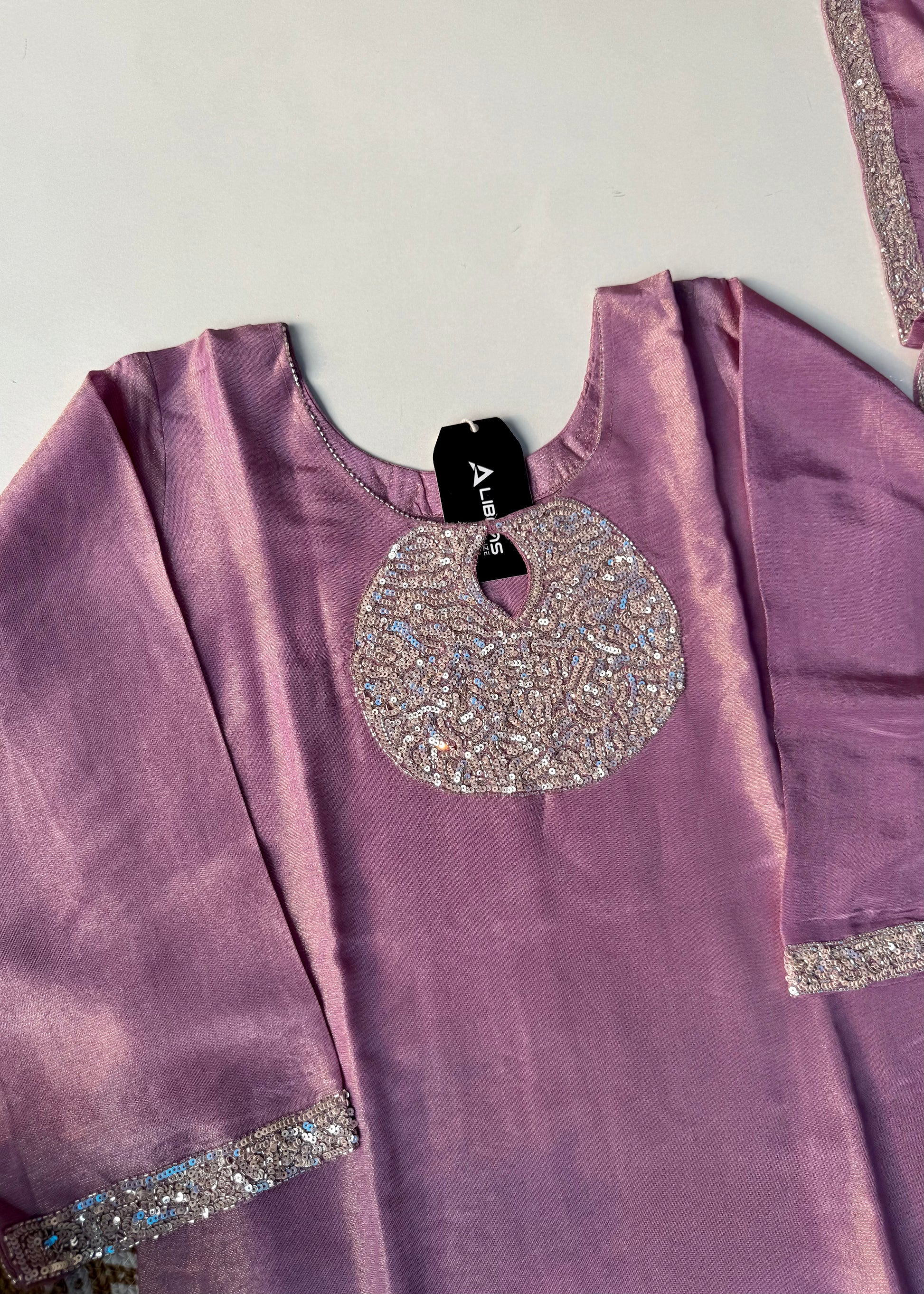 “SHINE” Beautiful Lavender with gold tone shimmer tissue kurta set