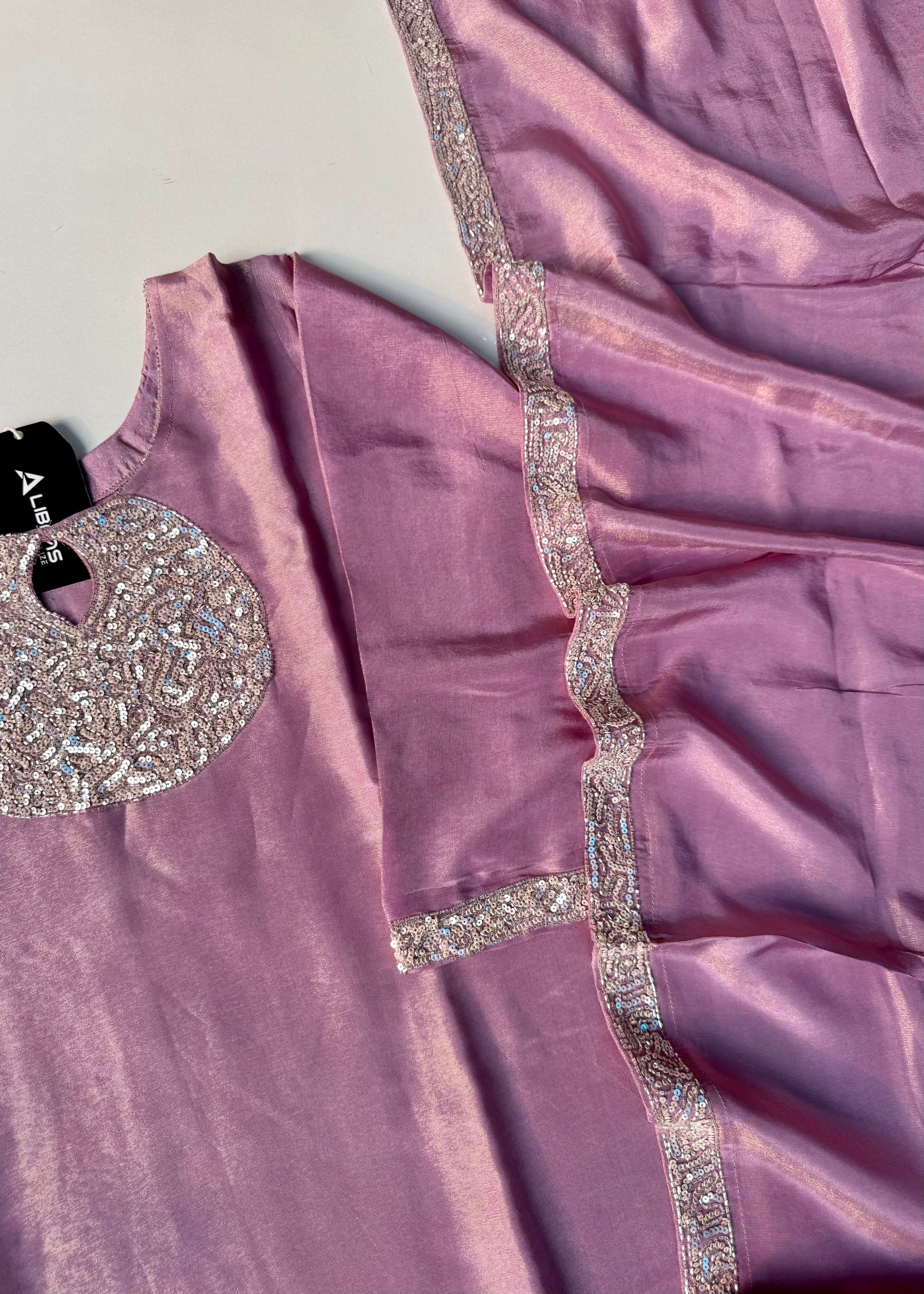 “SHINE” Beautiful Lavender with gold tone shimmer tissue kurta set