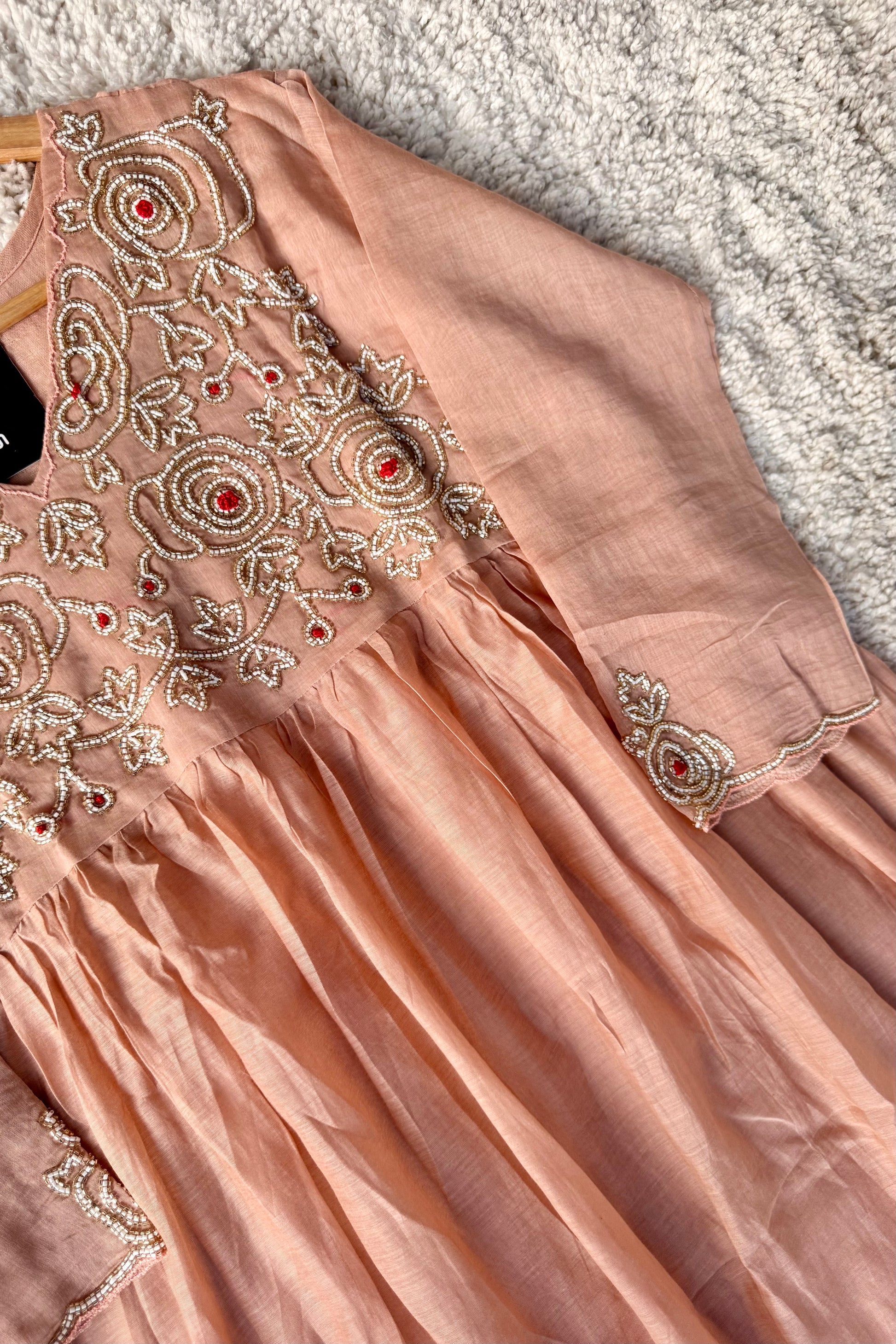 ✨Ay11- Peach Mul Chanderi A Line Kurta set