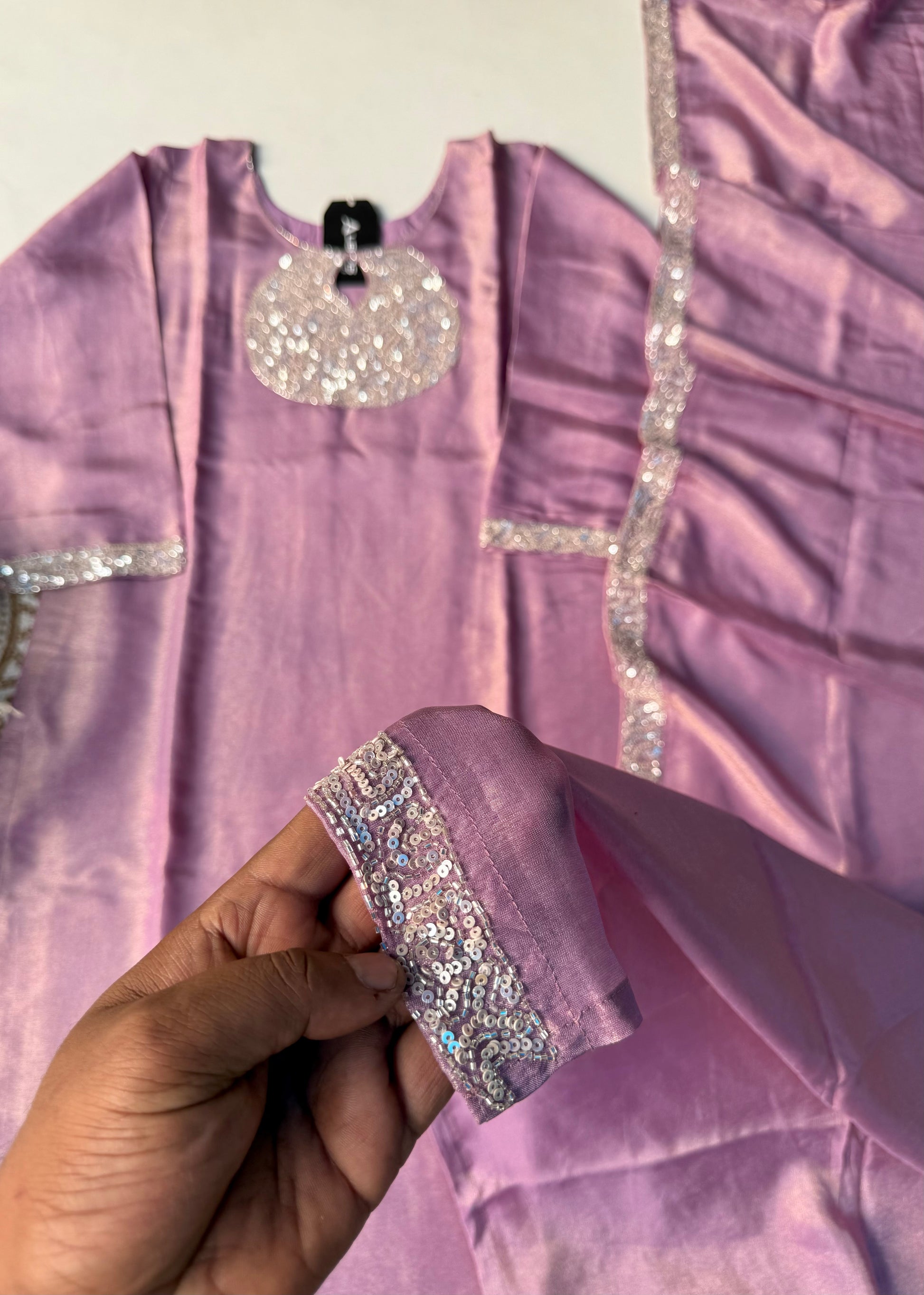 “SHINE” Beautiful Lavender with gold tone shimmer tissue kurta set