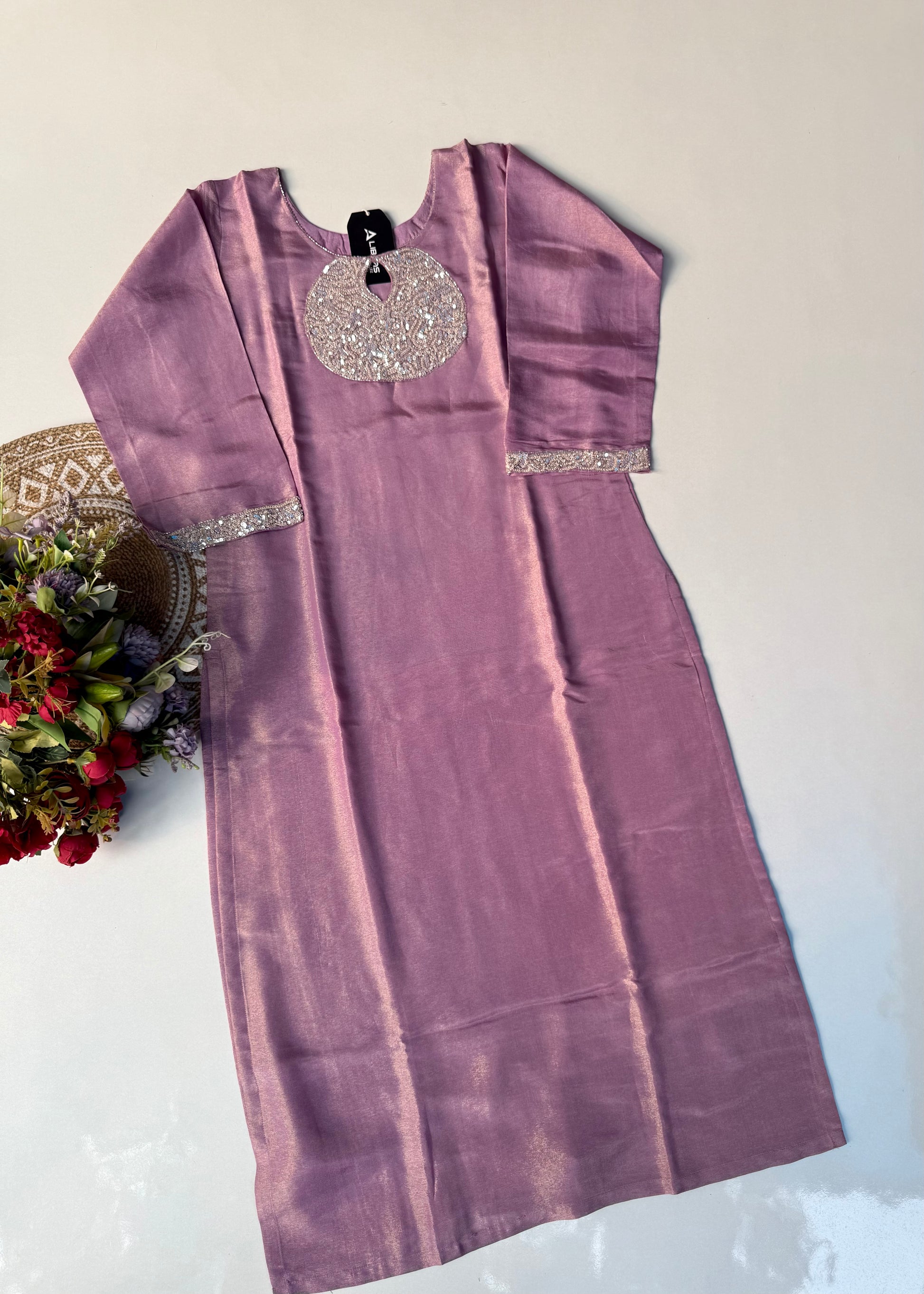 “SHINE” Beautiful Lavender with gold tone shimmer tissue kurta set