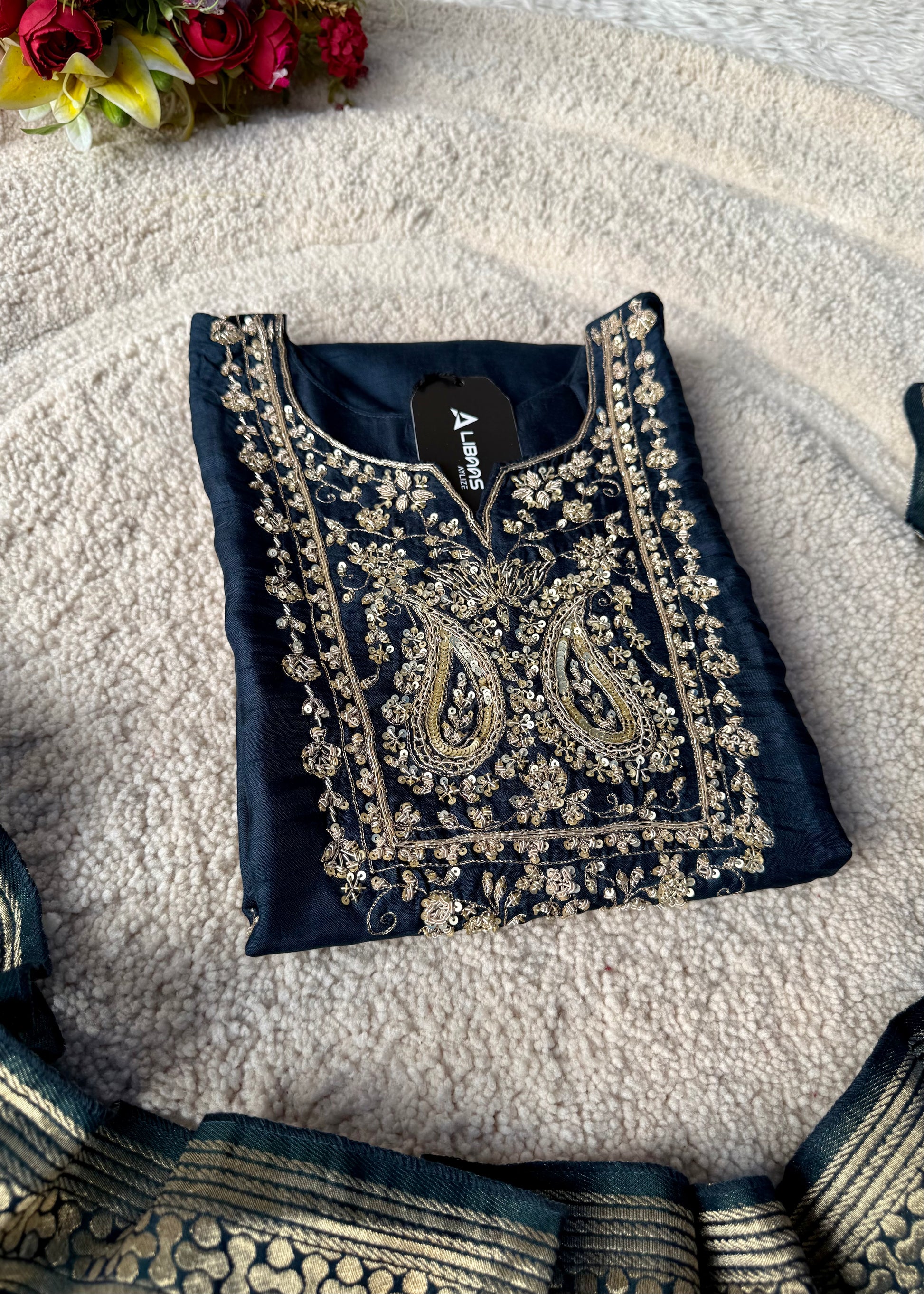 “Fiza” Indian wear dola silk kurti bottom dupatta set