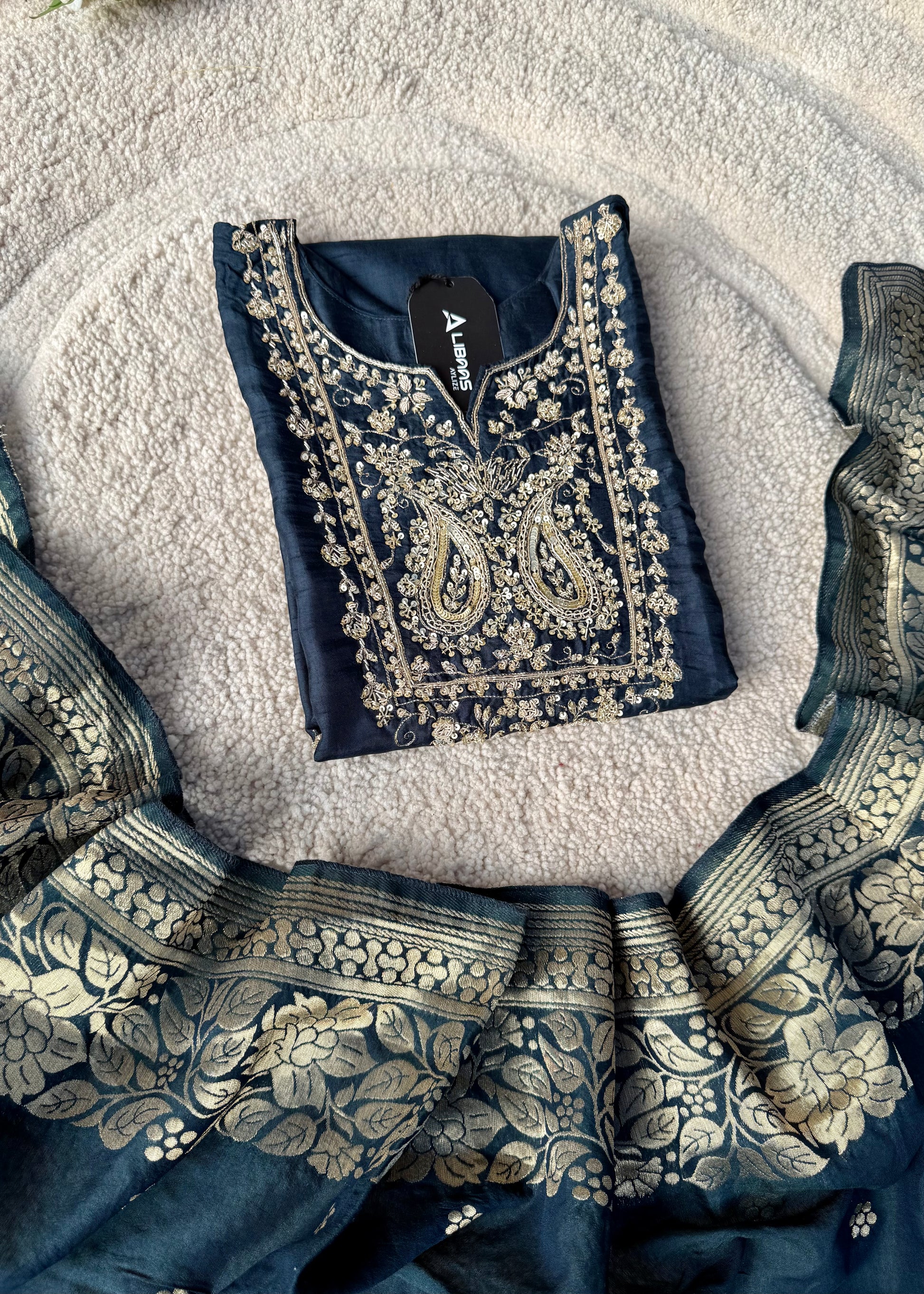 “Fiza” Indian wear dola silk kurti bottom dupatta set