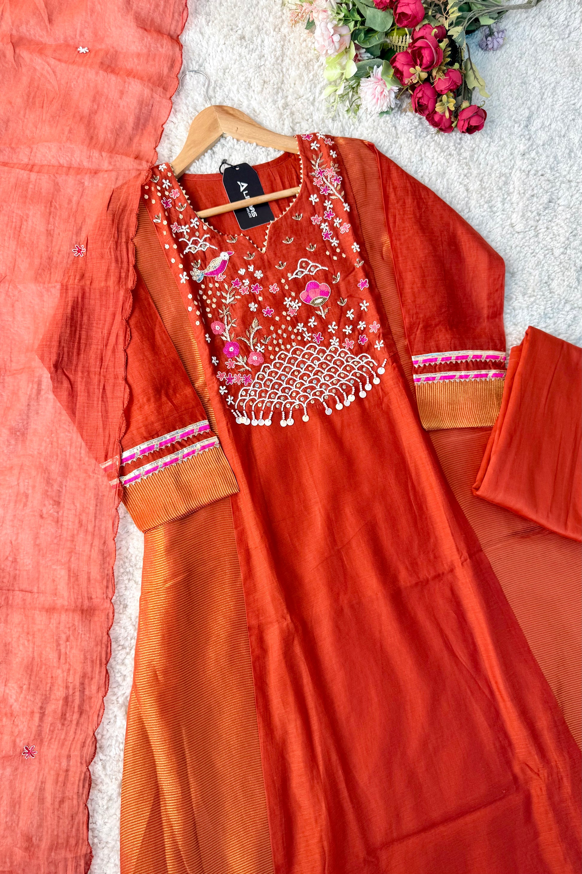 “Ishani” Premium Mul Chanderi A line Anarkali Kurta Set