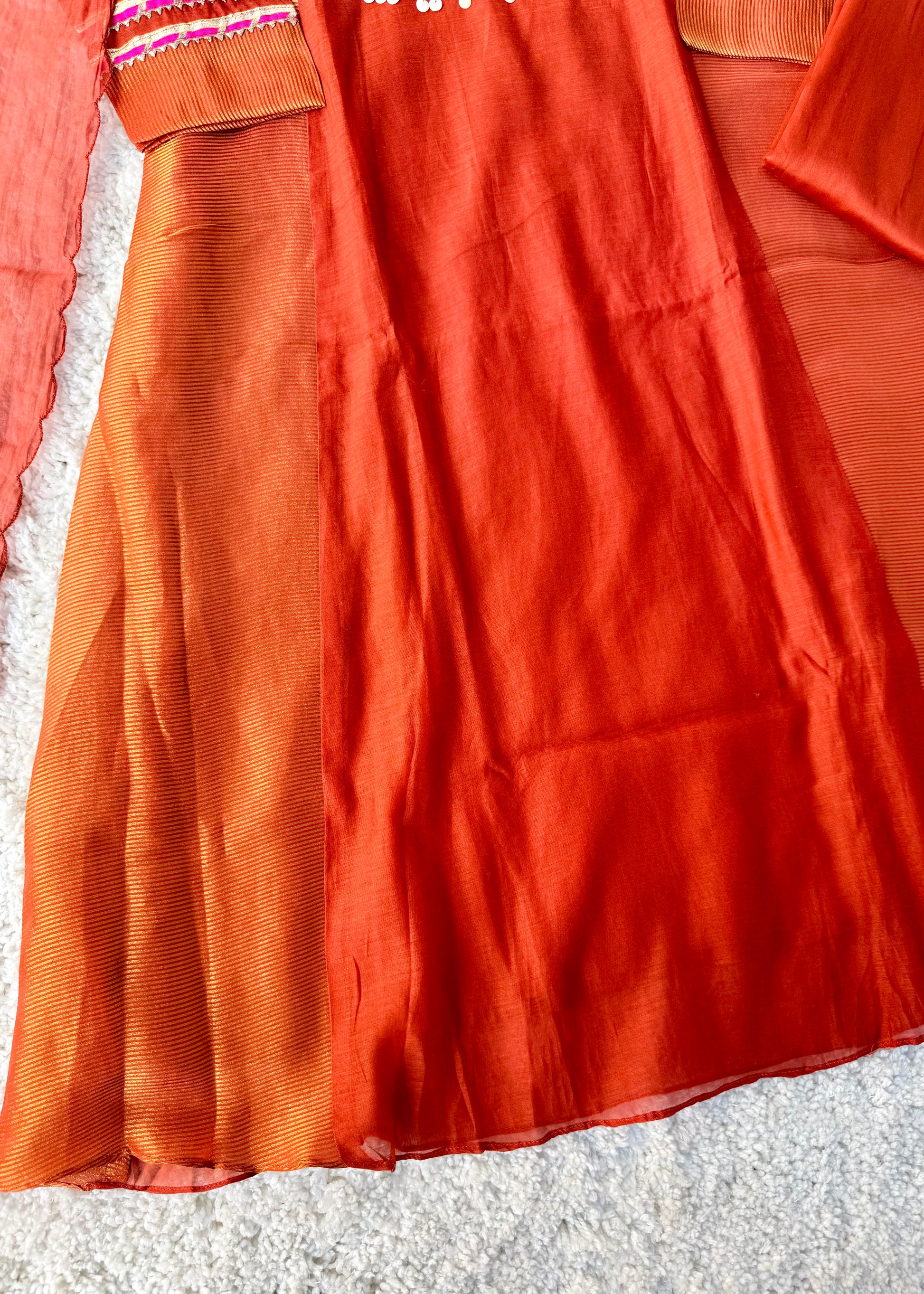 “Ishani” Premium Mul Chanderi A line Anarkali Kurta Set