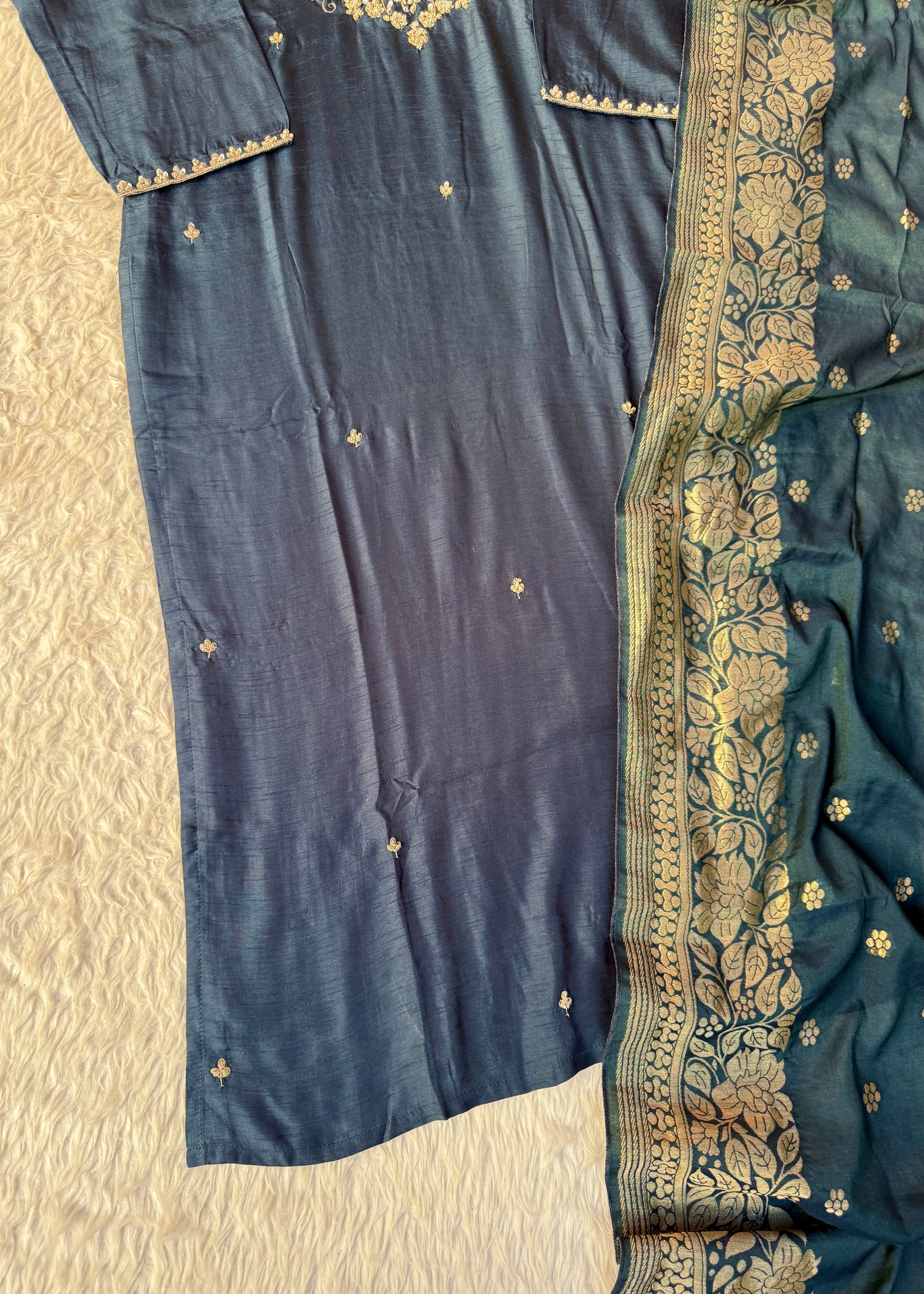 “Fiza” Indian wear dola silk kurti bottom dupatta set