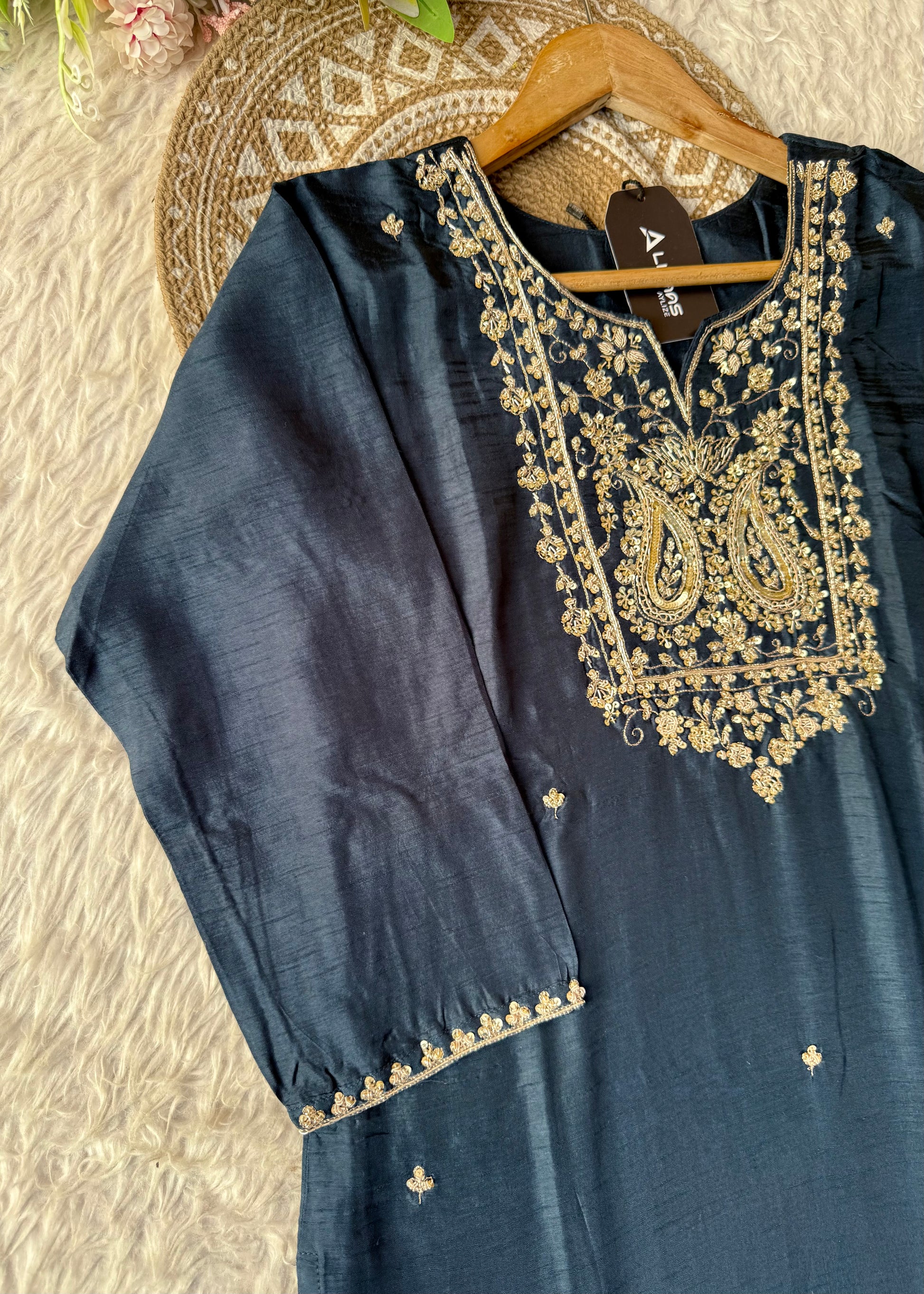 “Fiza” Indian wear dola silk kurti bottom dupatta set