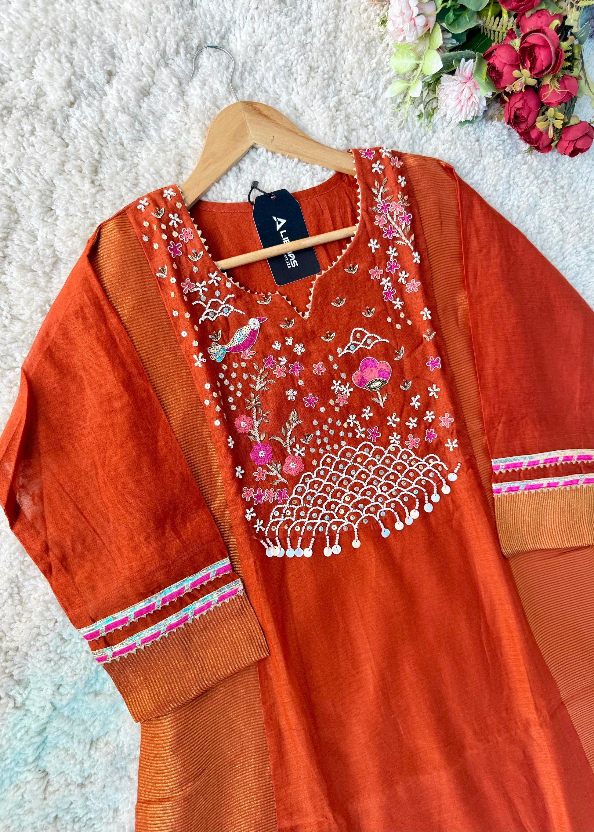 “Ishani” Premium Mul Chanderi A line Anarkali Kurta Set