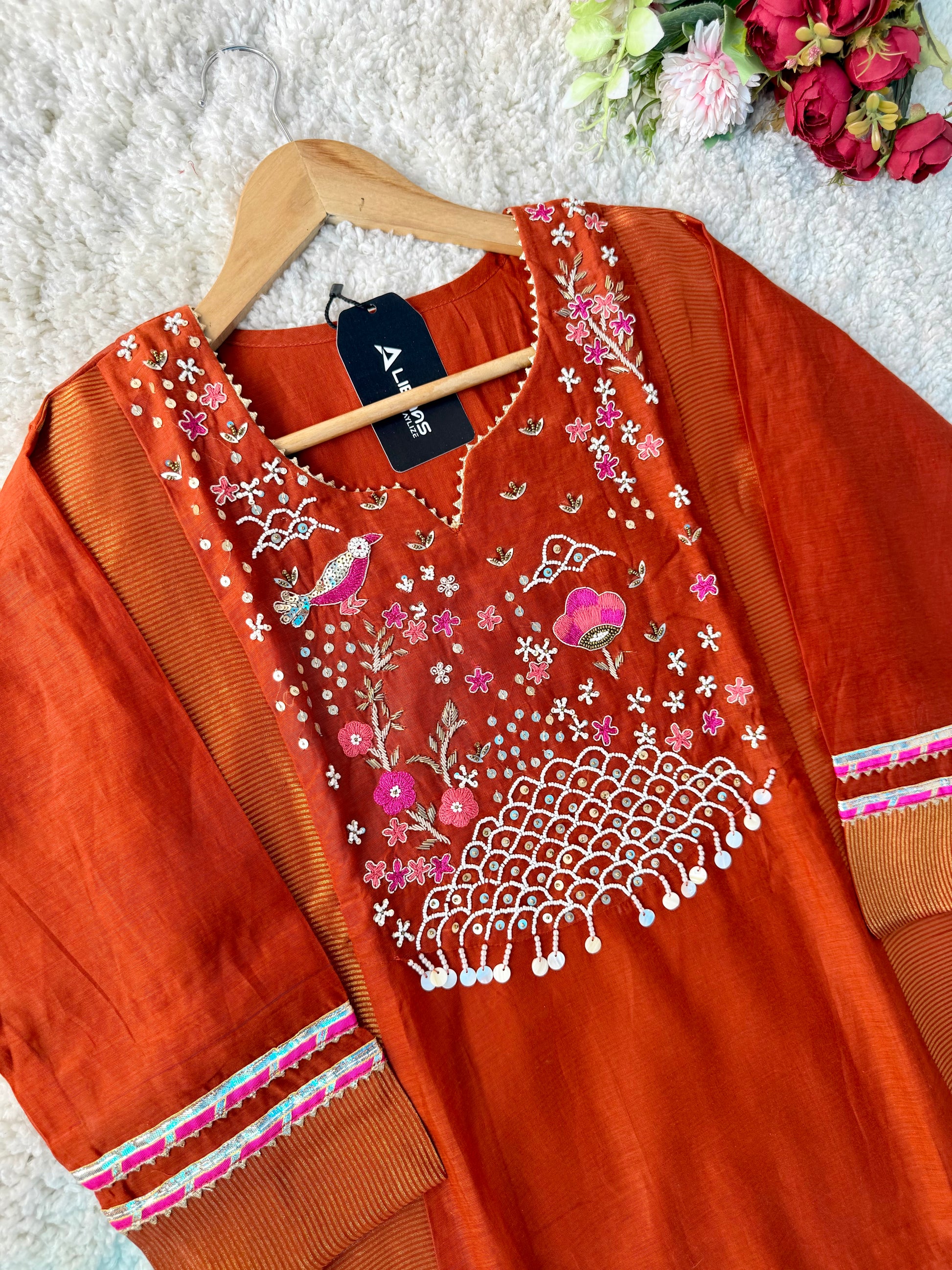 “Ishani” Premium Mul Chanderi A line Anarkali Kurta Set