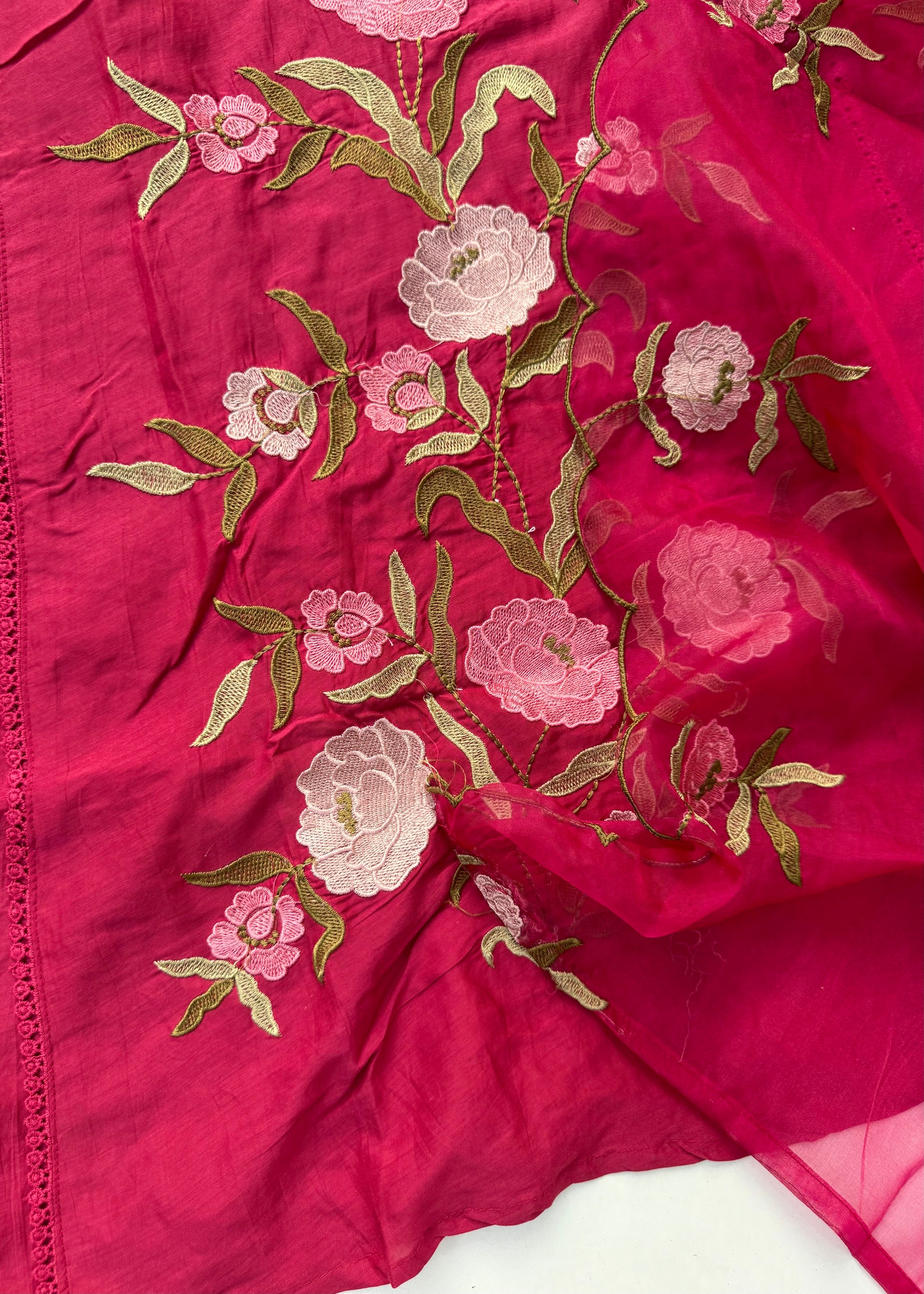 “ROSE” Premium embroidered Mul chanderi anarkali suit set